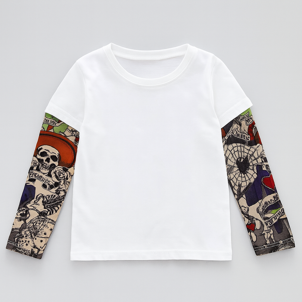Tattoo Sleeve White Unisex Kids T-Shirt