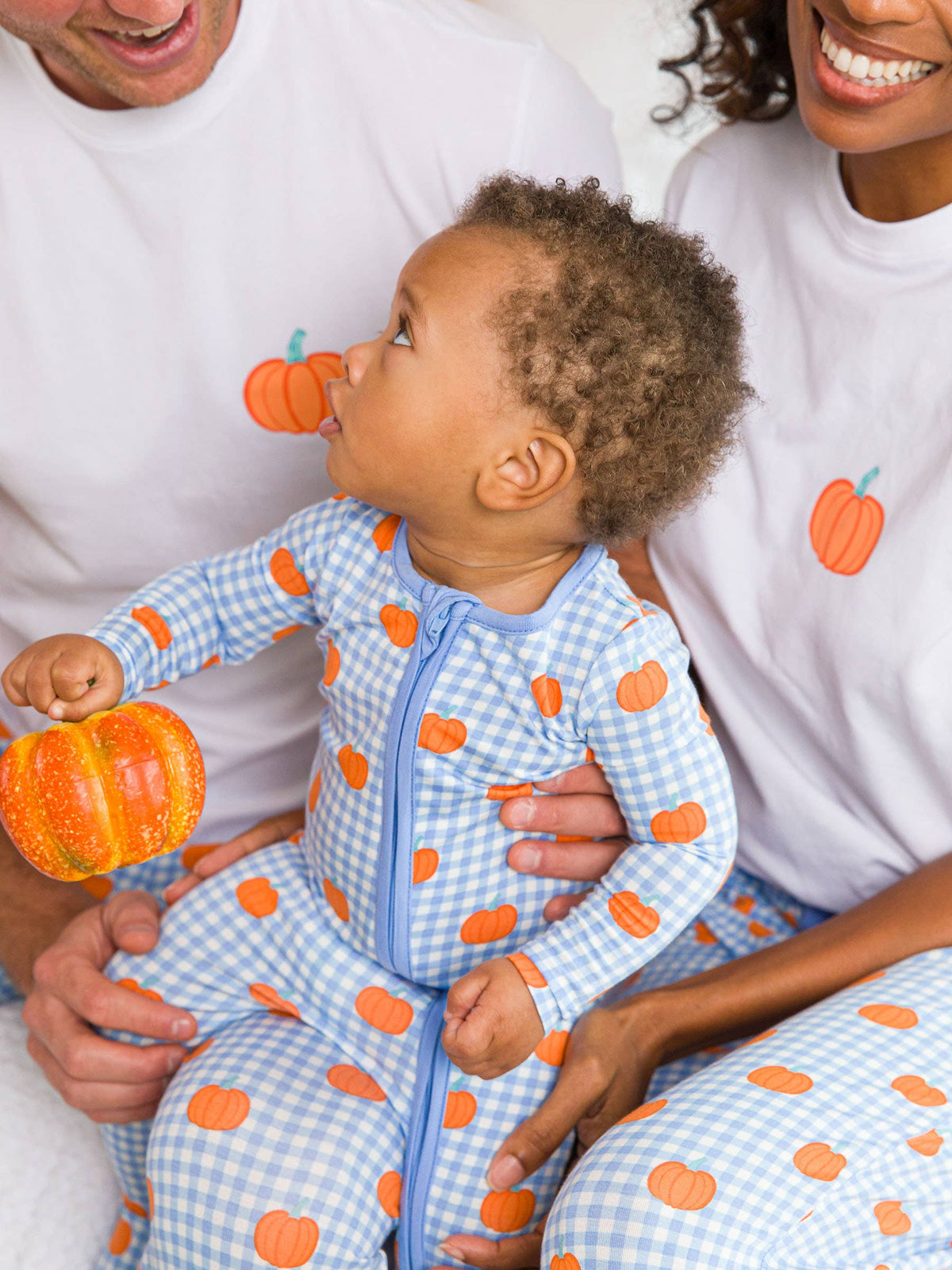 SoftSnooze™ Baby Bamboo Viscose Pumpkin Patch Gingham Footed One Piece Pajama