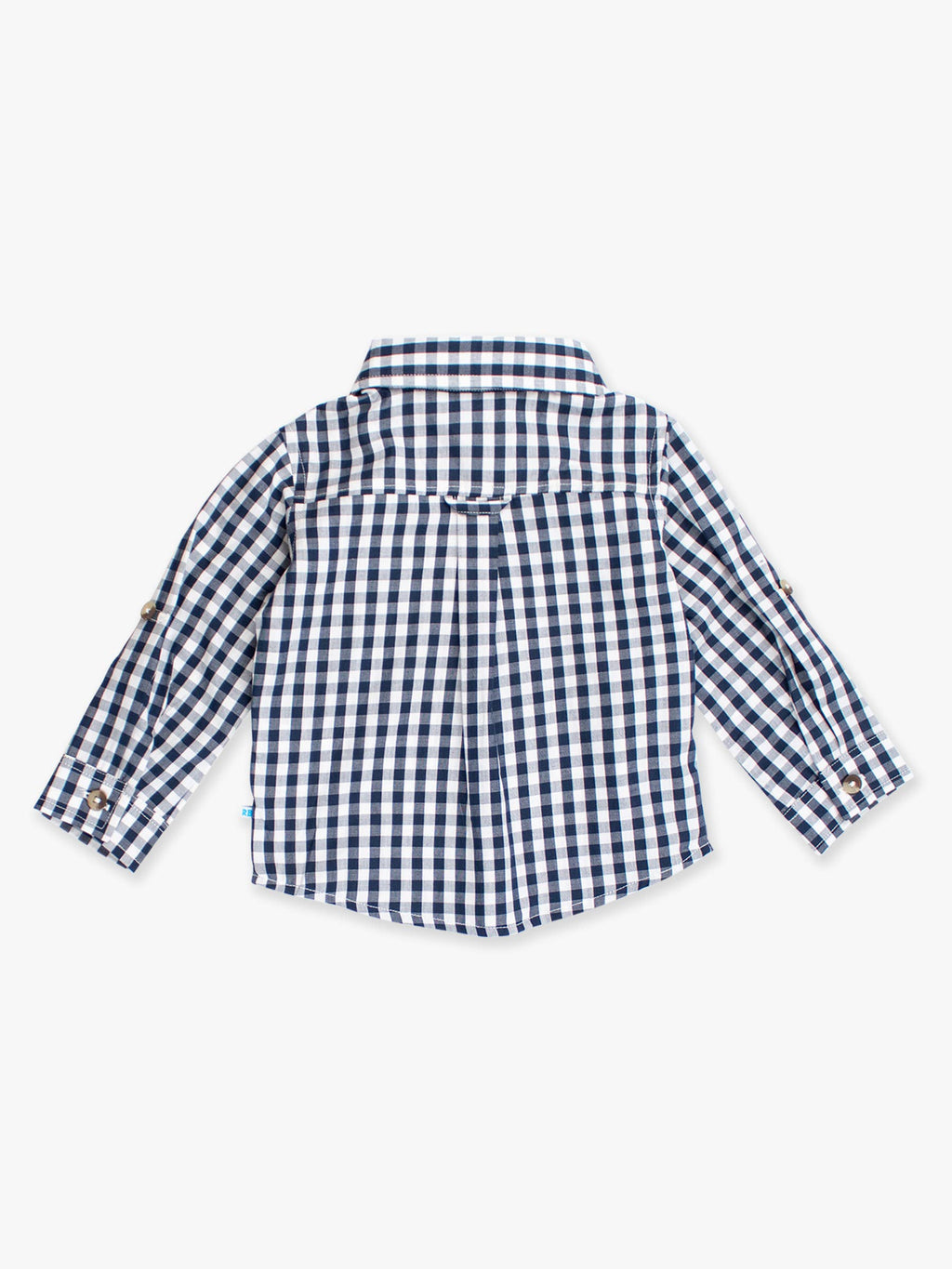 Boys Classic Dark Navy Gingham Long Sleeve Button Down Shirt