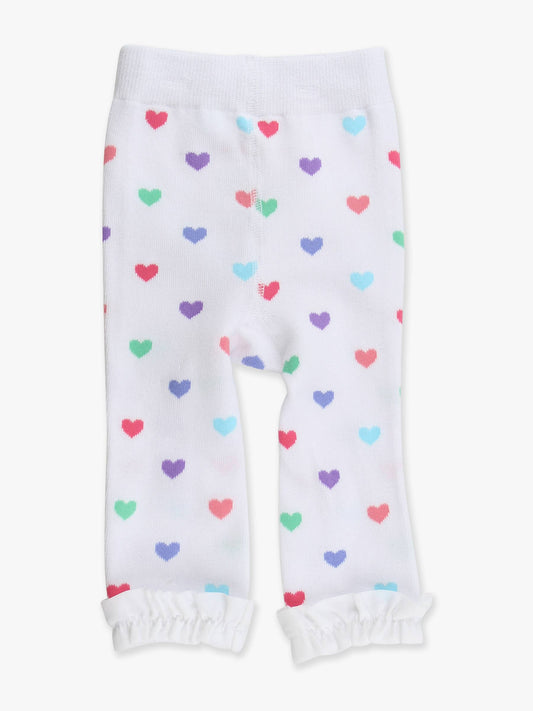 Girls Rainbow Colorful Hearts Patterned Footless Ruffle Tights