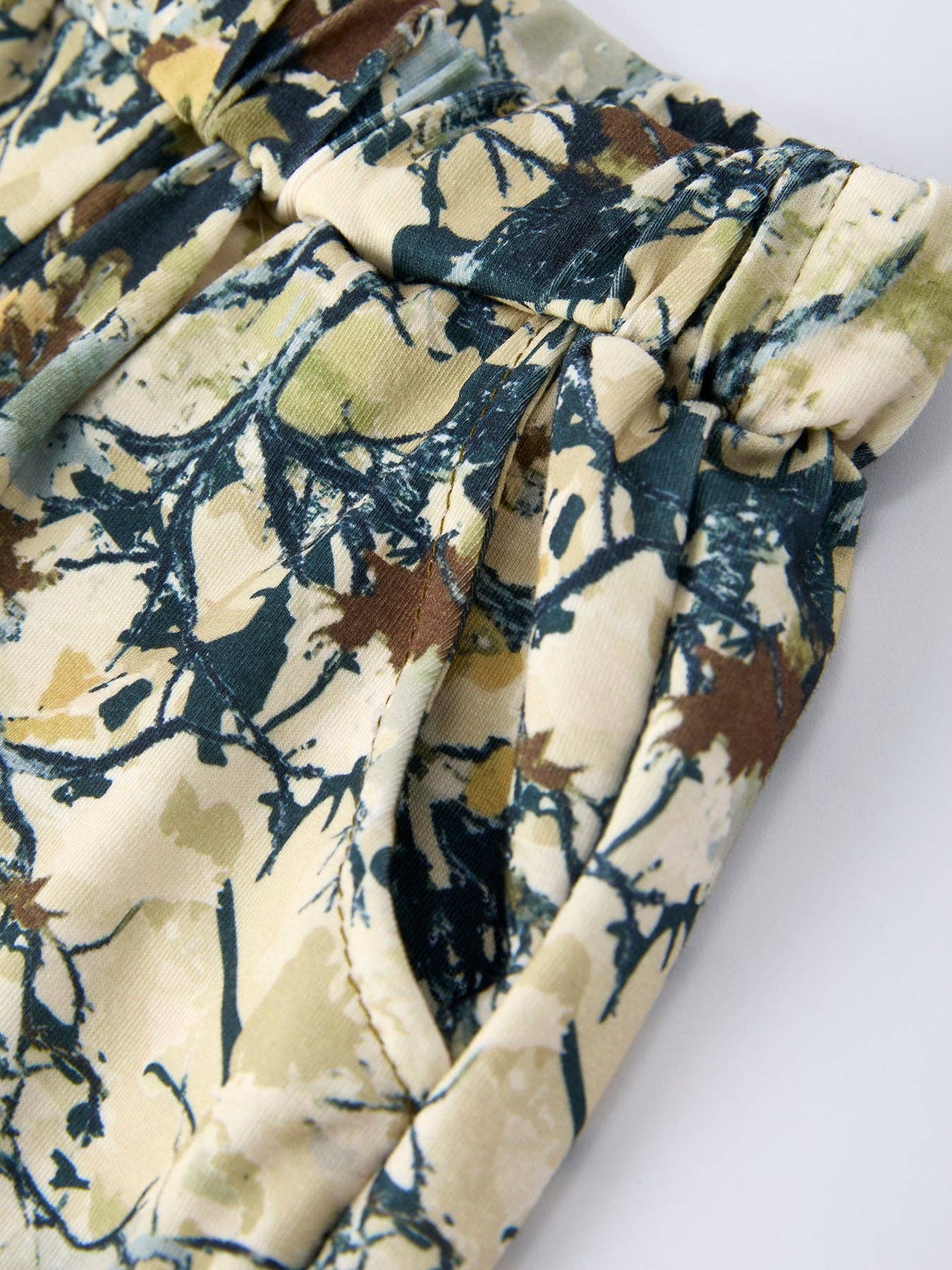 Duck Embroidery Boys Set Green Tee and Camo Shorts