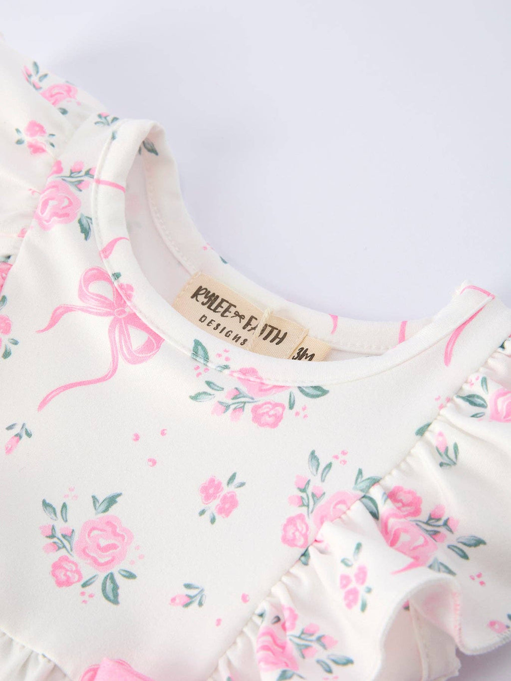 Floral Baby Girls Bow Ruffle Romper