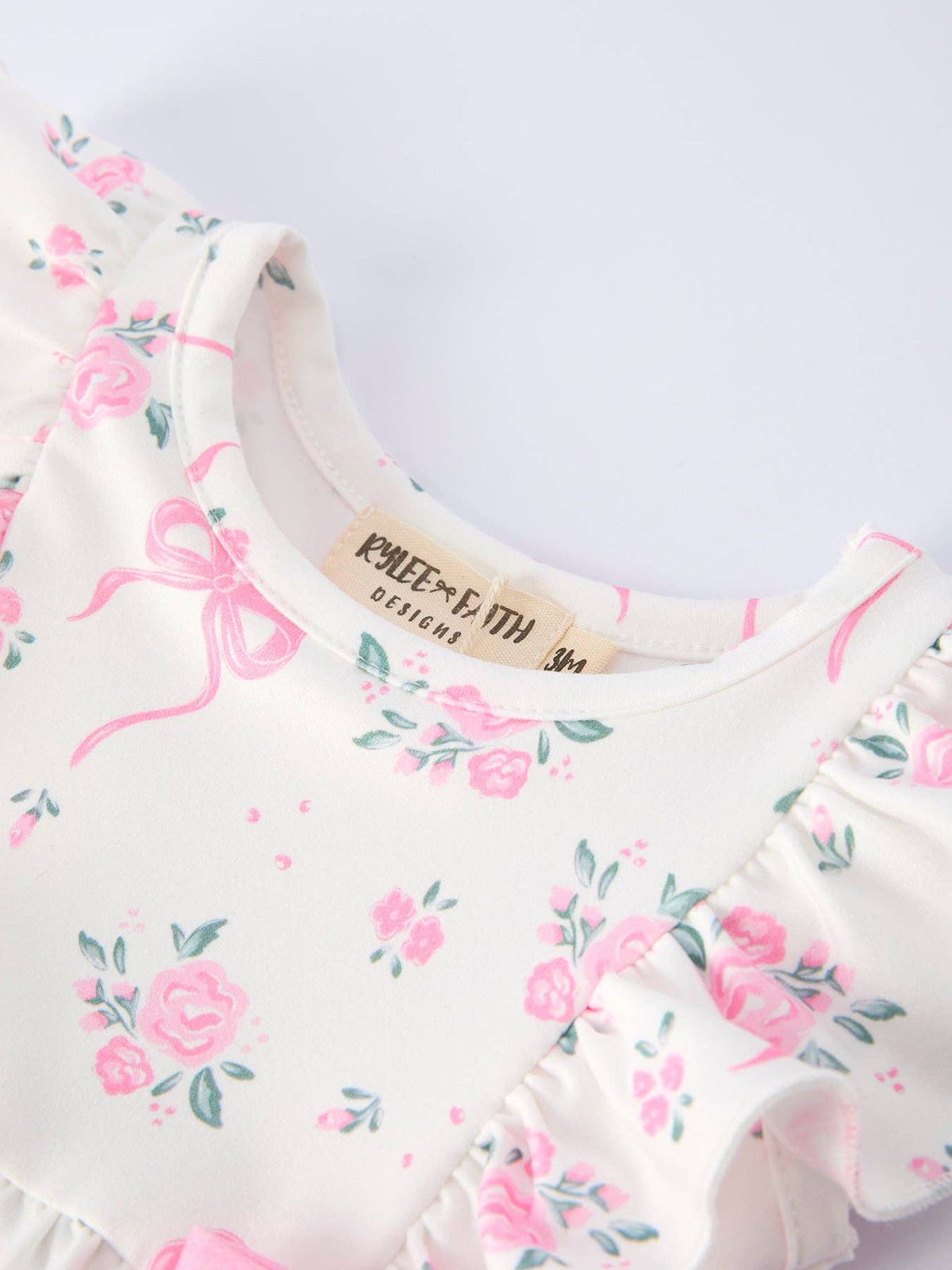 Floral Baby Girls Bow Ruffle Romper