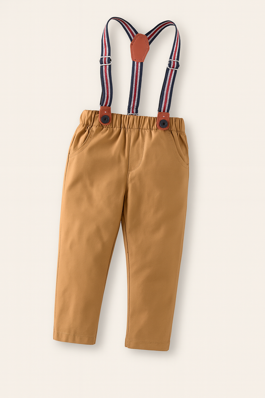 Caramel Classic Boy Cotton Chino Long Pants with Suspenders