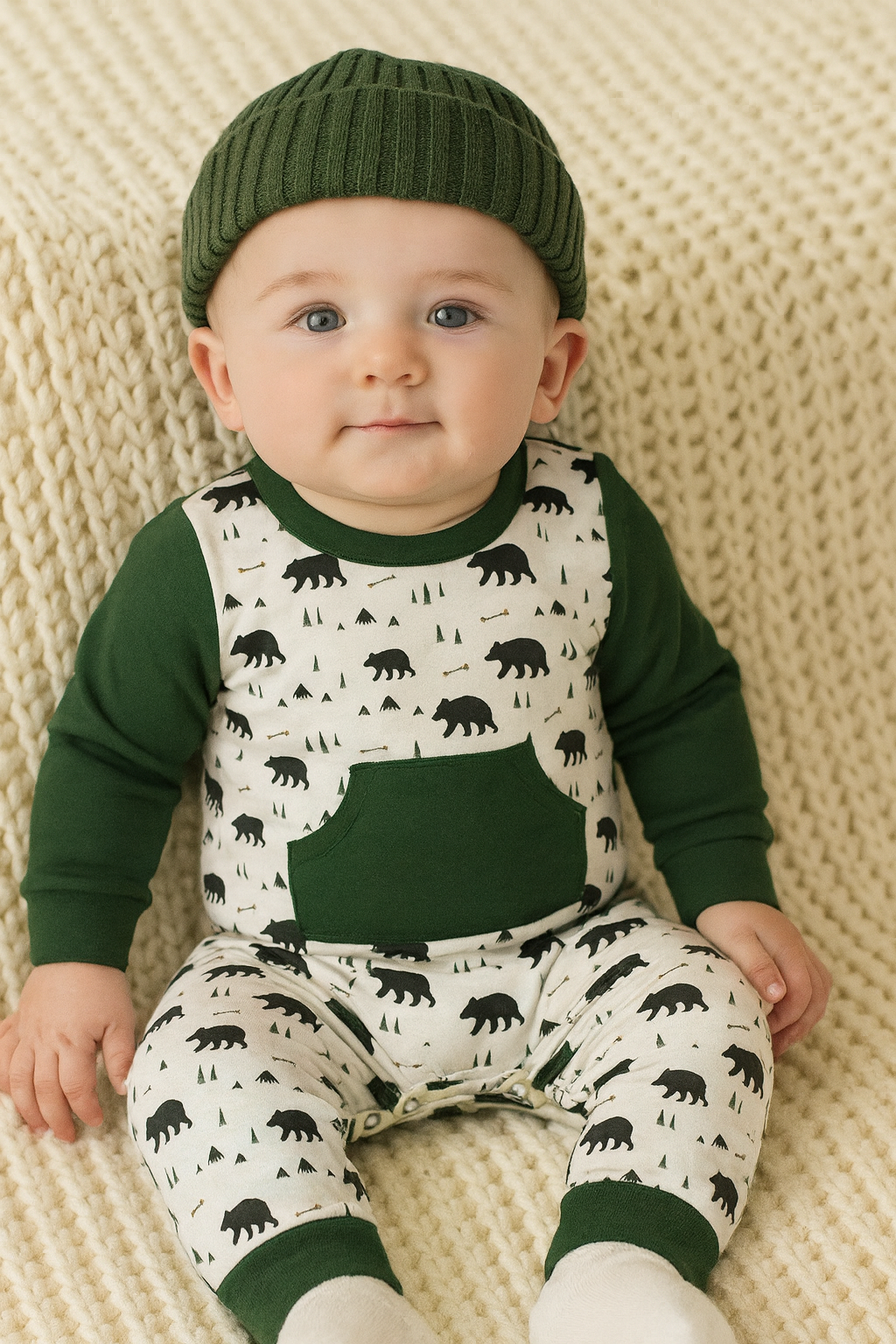 Green Bear Adventures Infant Romper