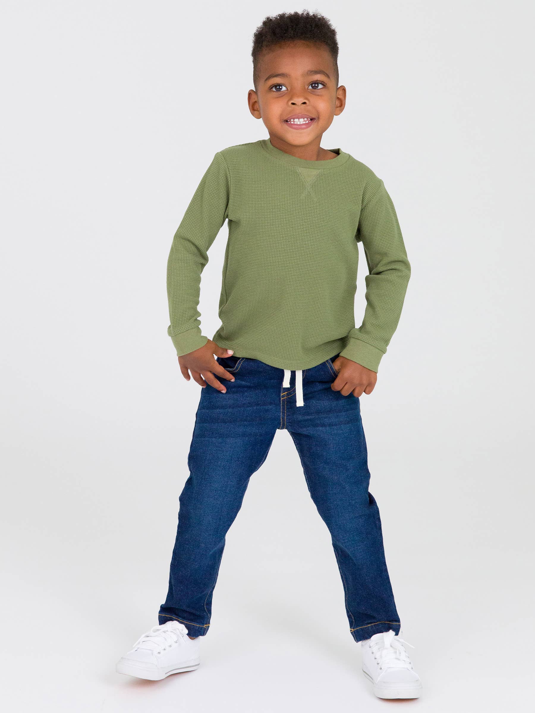 Boys Medium Wash Stretch Denim Pull-on Jeans