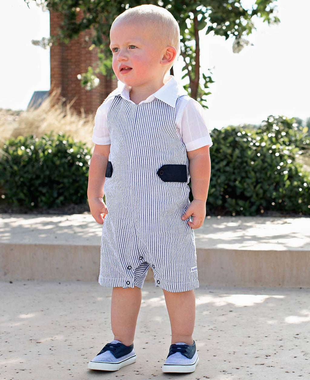 Baby Boys Blue Seersucker Classic Jon Jon