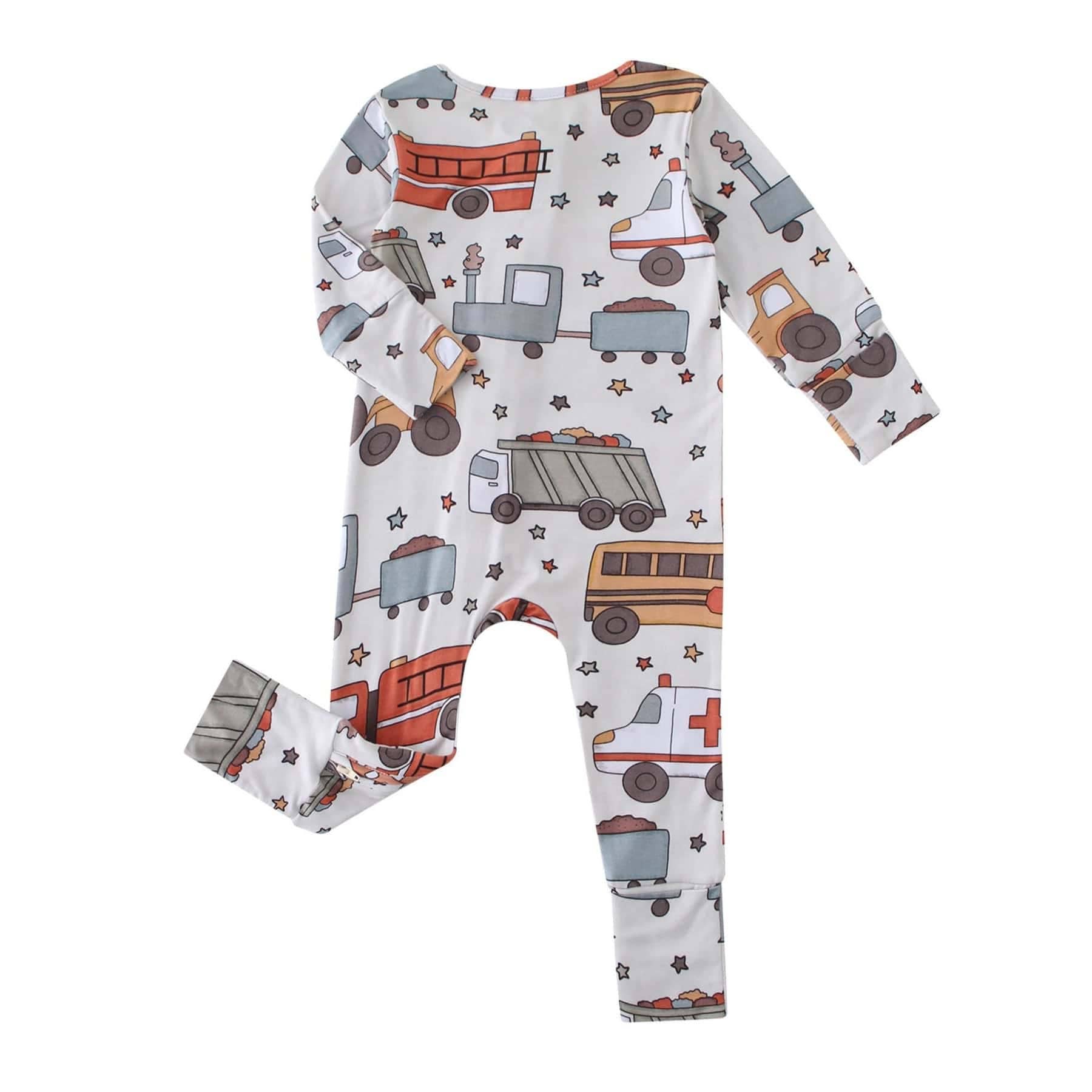 PoshTOT Cars Bamboo Baby Convertible Zippy Romper