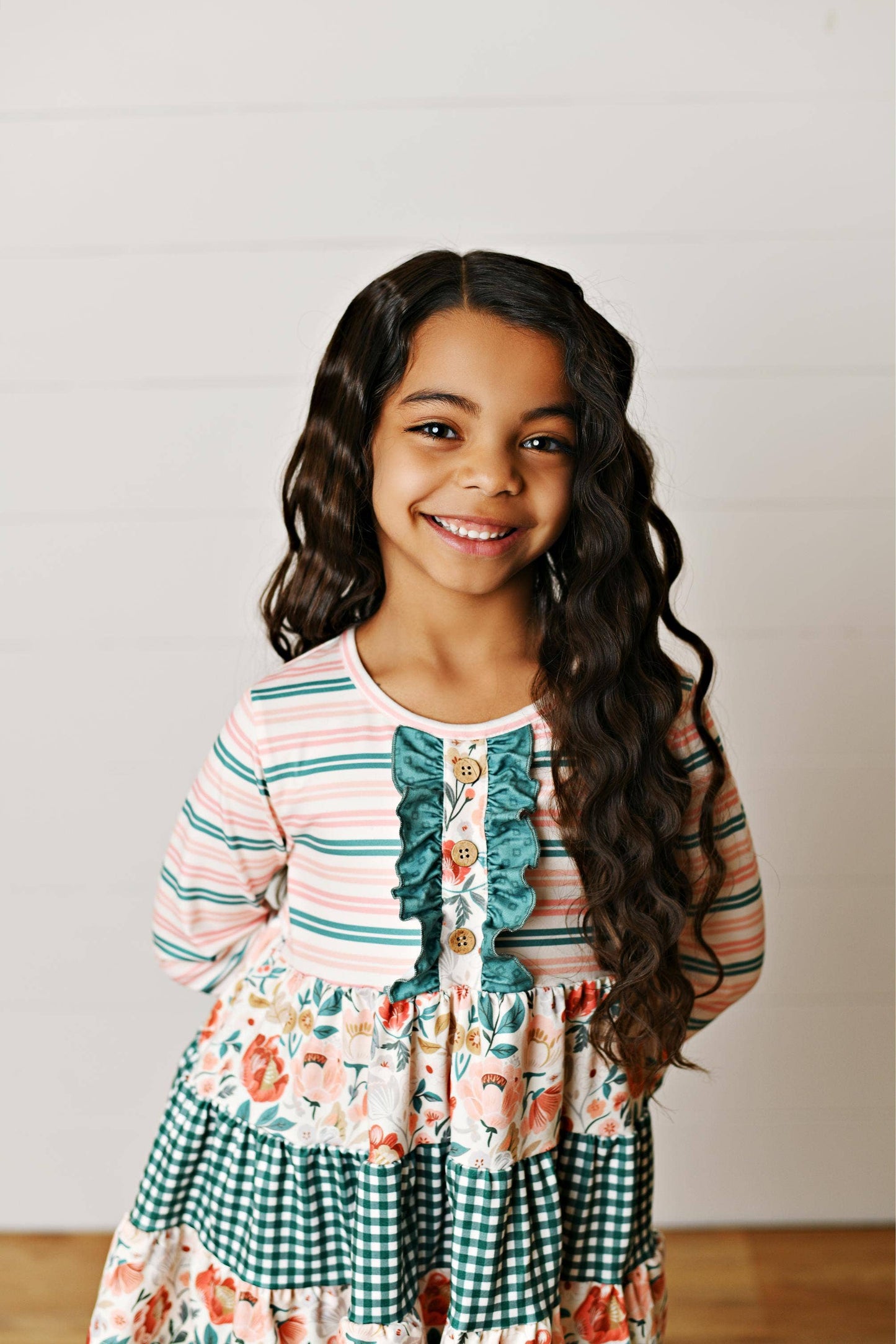Girls Fall Woodland Bloom Floral Green 3 Tiered Pant Set