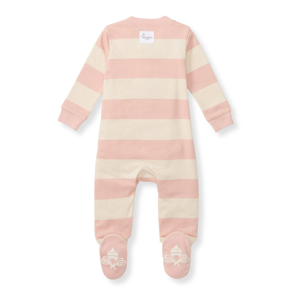Rugby Stripe Organic Cotton Sleep & Play - Pink Sand