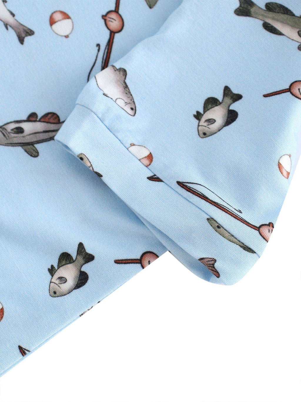 PoshTOT Blue Fish Print 2 Piece Short Sleeves PJ Set