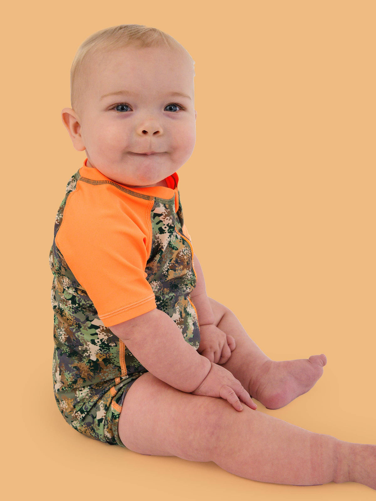 Baby Boys Classic Camo Short Sleeve One Piece Rash Guard Swimsuit