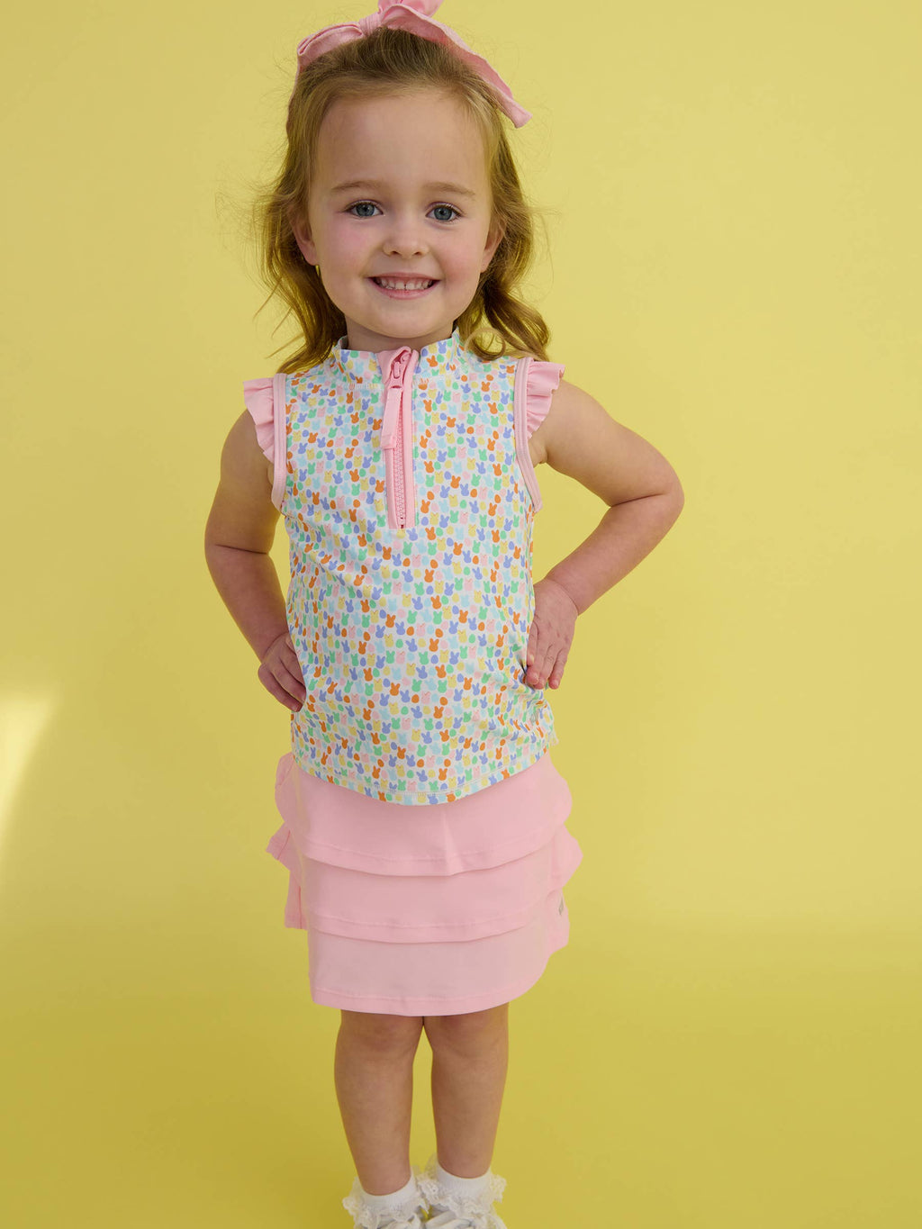 Girls Pink Tiered Active Skort