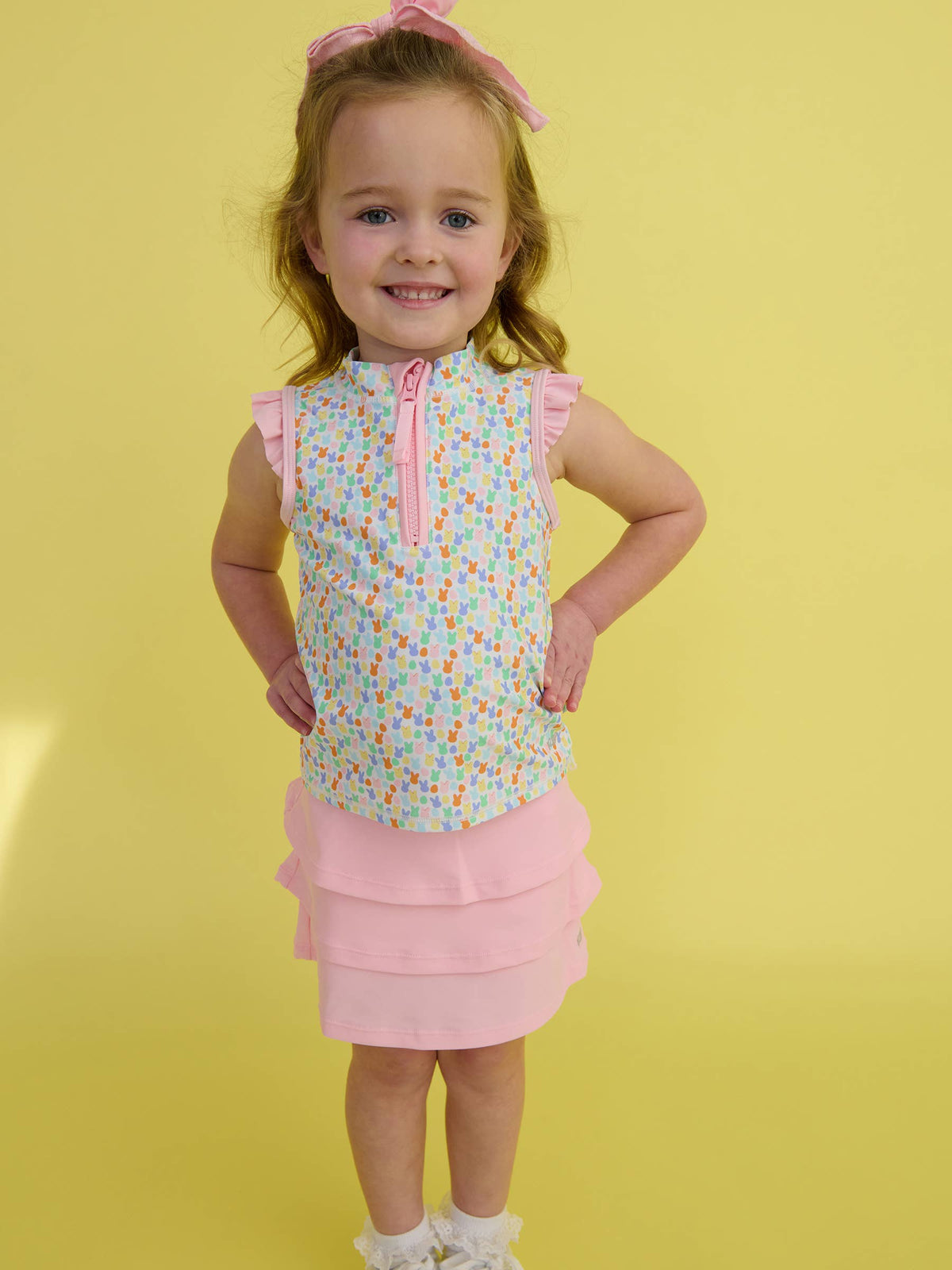 Girls Pink Tiered Active Skort