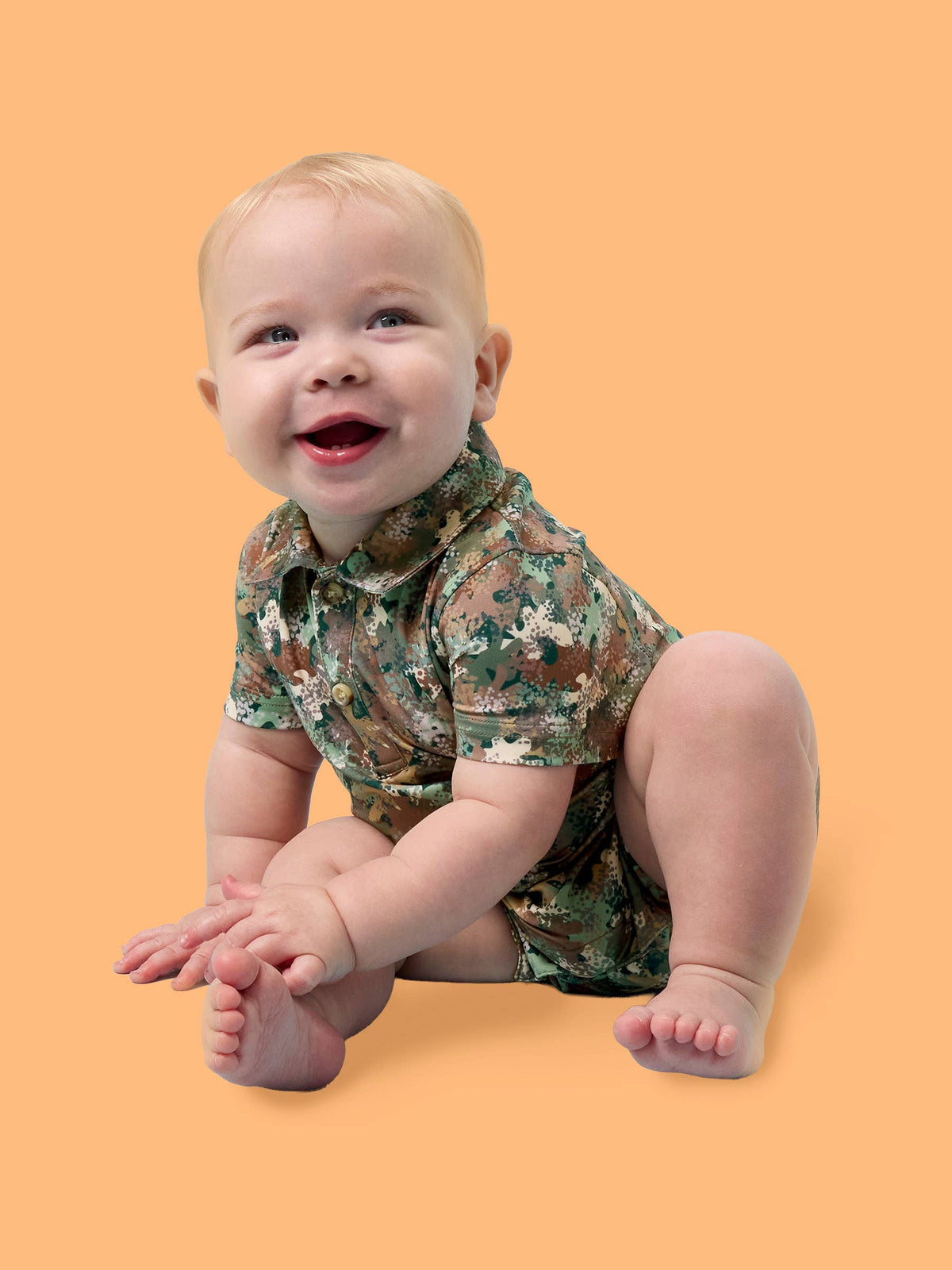 Baby Boys Classic Camo Performance Polo Romper