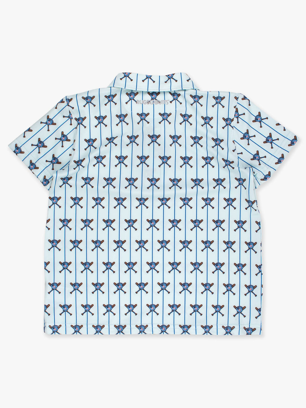Boys Blue Batter Up Baseball Knit Short Sleeve Performance Polo
