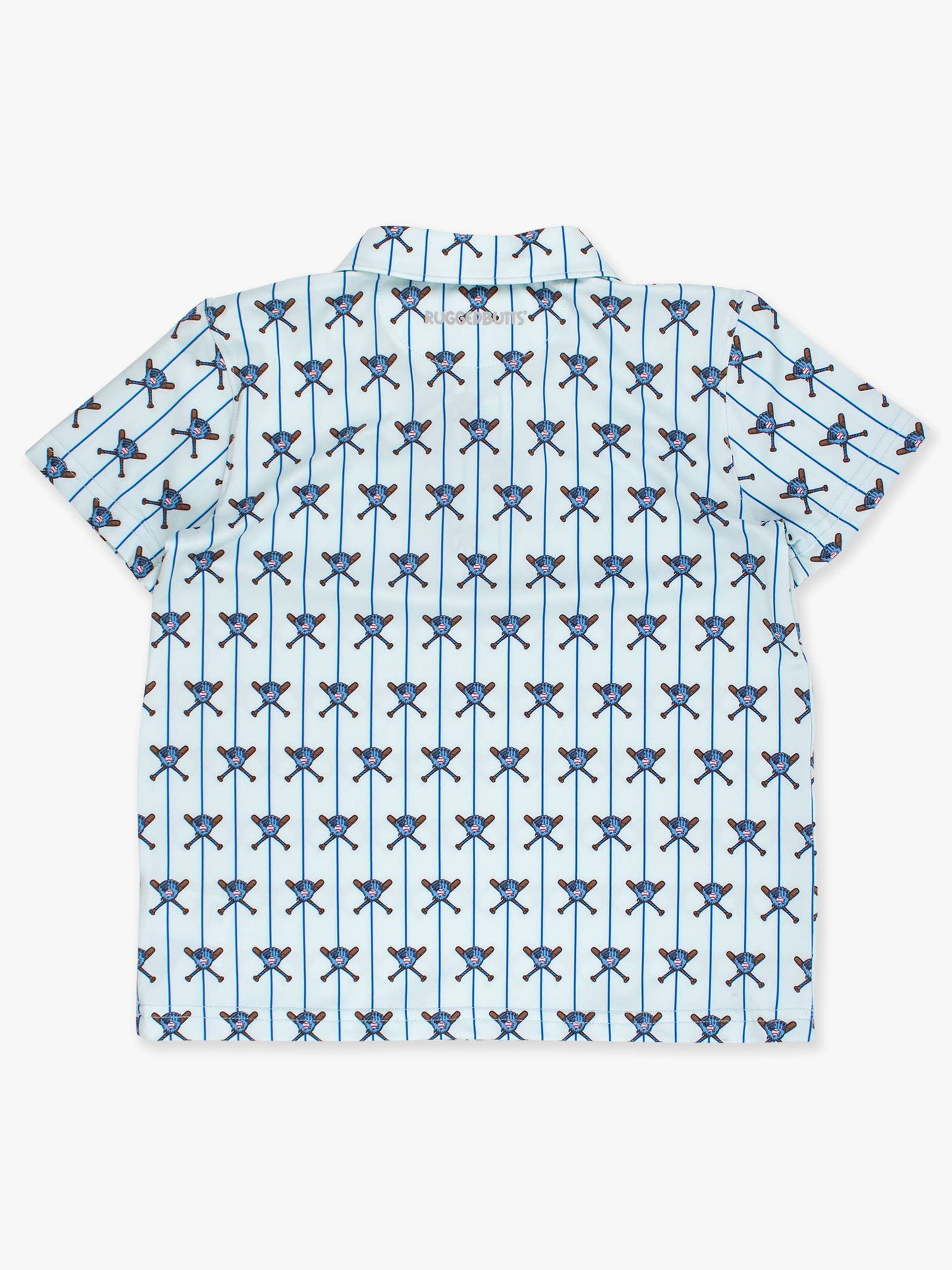 Boys Blue Batter Up Baseball Knit Short Sleeve Performance Polo