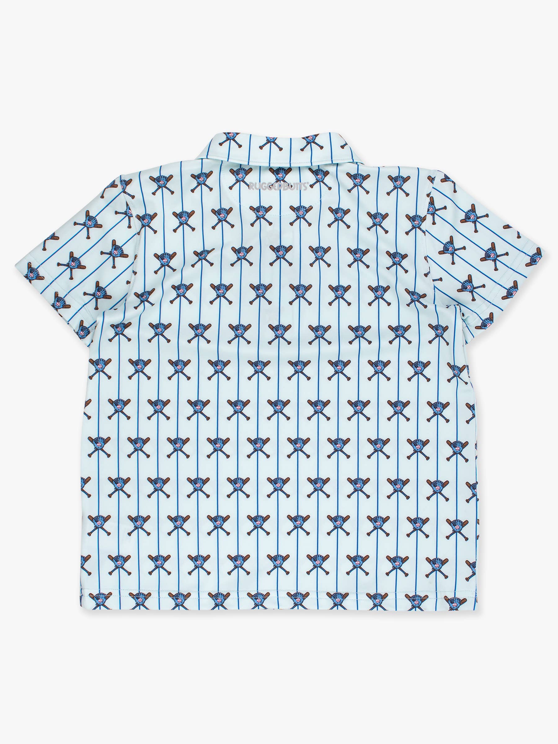 Boys Blue Batter Up Baseball Knit Short Sleeve Performance Polo