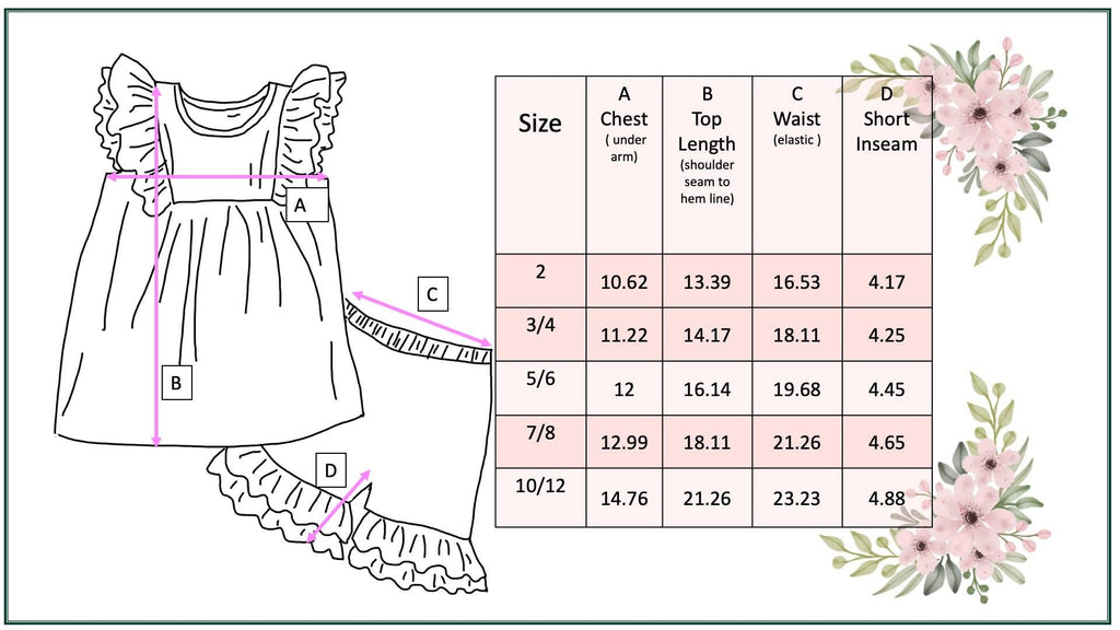 Kids Sophia Light Teal Floral Summer Spring Ruffle Short Set