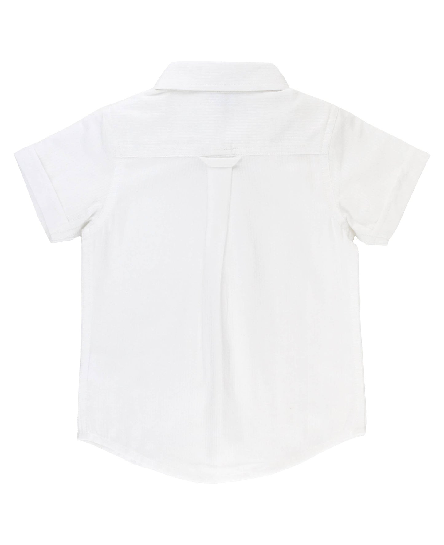 Boys White Dobby Short Sleeve Button Down Shirt