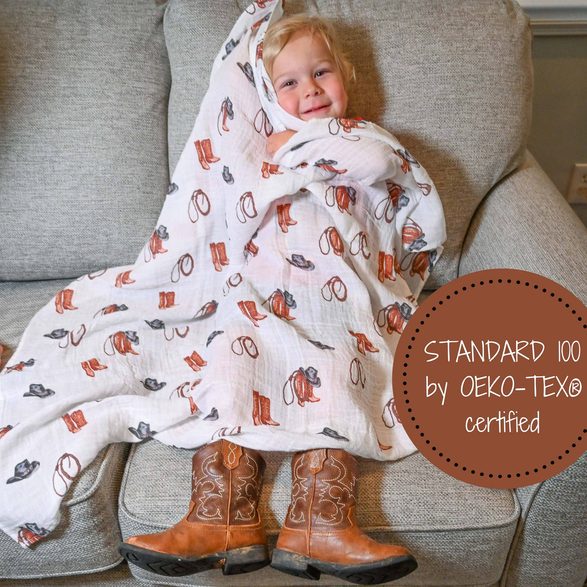 Baby Muslin Swaddle Blanket 47x47  Better In Boots