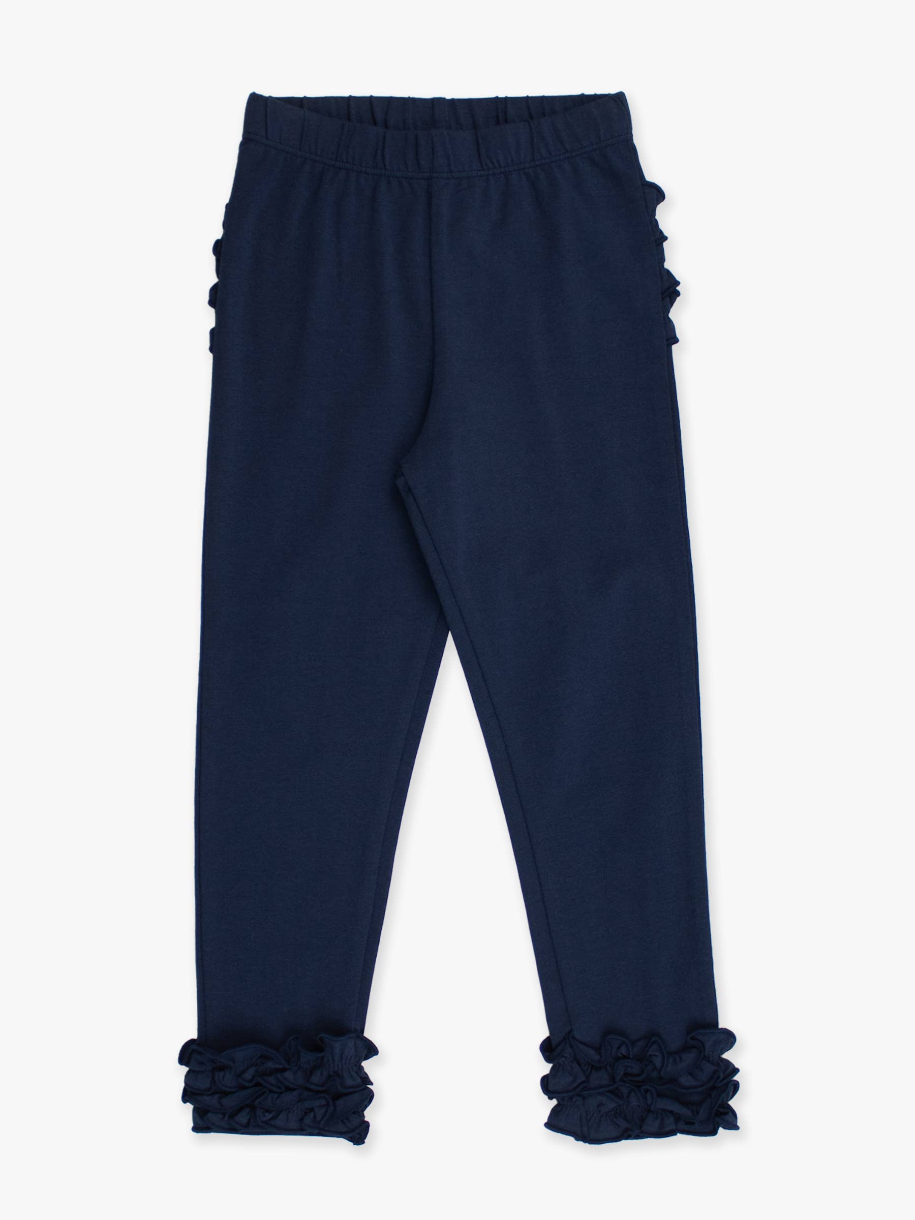 Toddler Girls Dark Navy Classic Ruffle Leggings with Signature Rear Ruffles