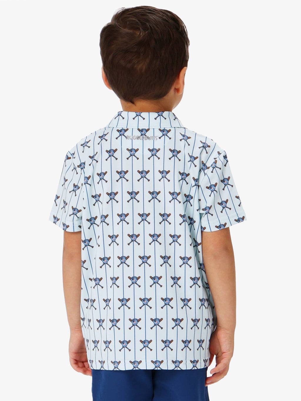 Boys Blue Batter Up Baseball Knit Short Sleeve Performance Polo