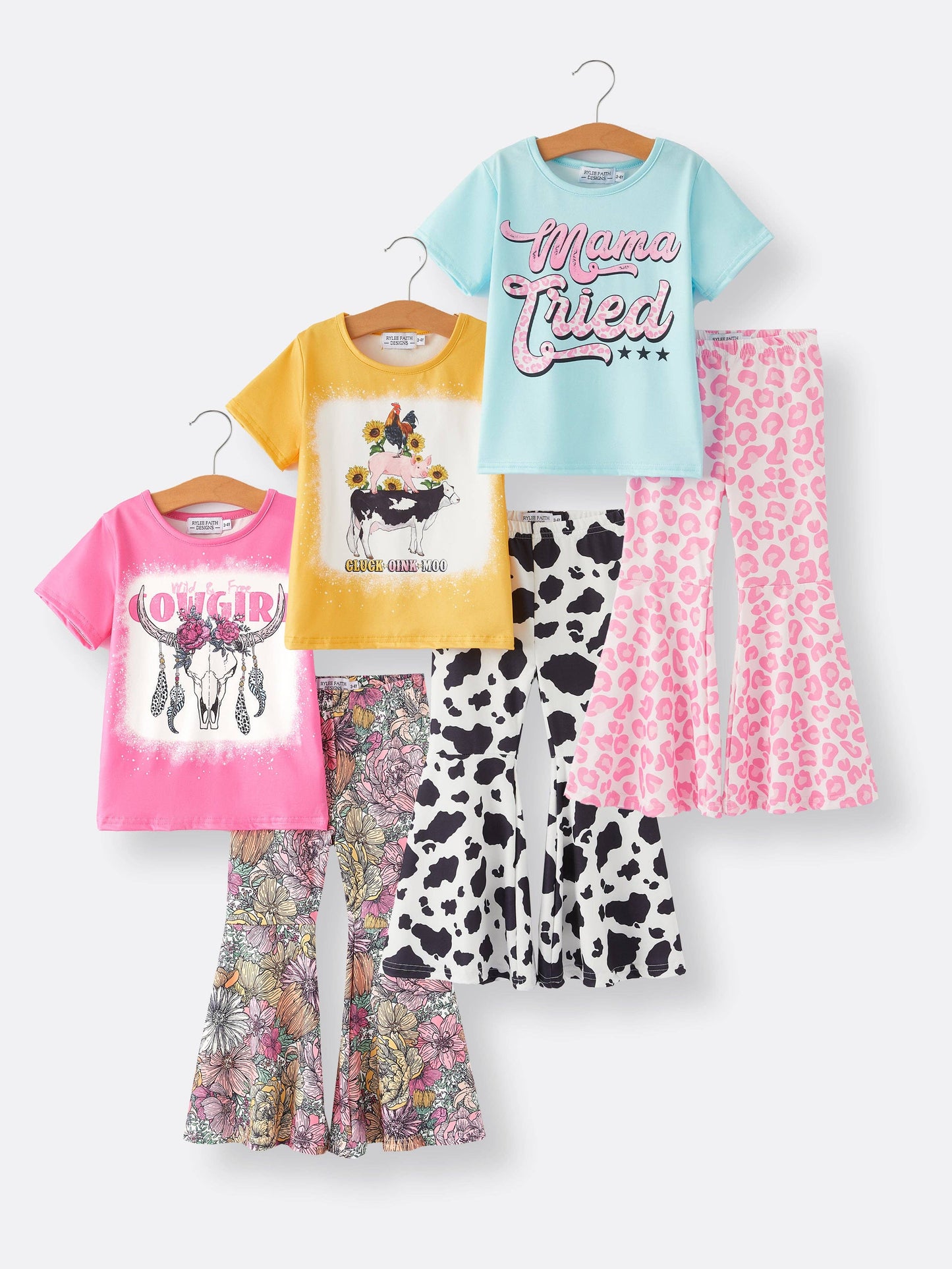 Girls Western Cow Leopard 2 Piece Set