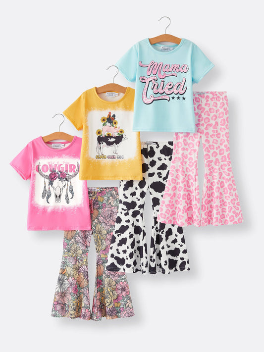 Girls Western Cow Leopard 2 Piece Set