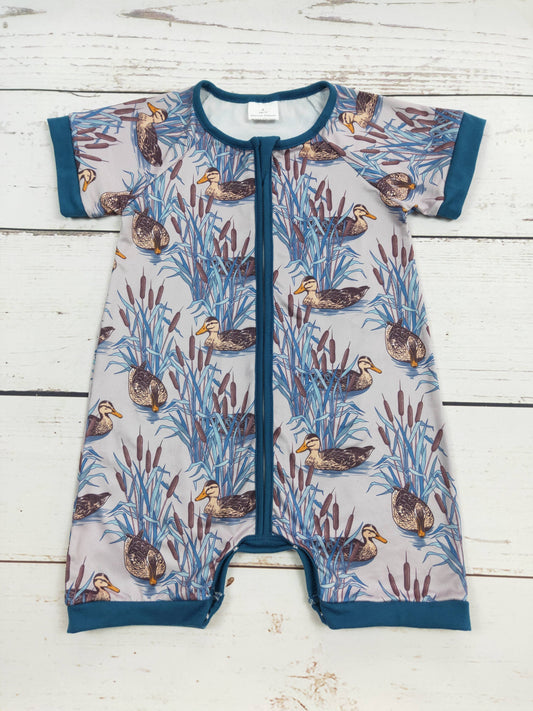 Baby Boy Duck Zipper Romper