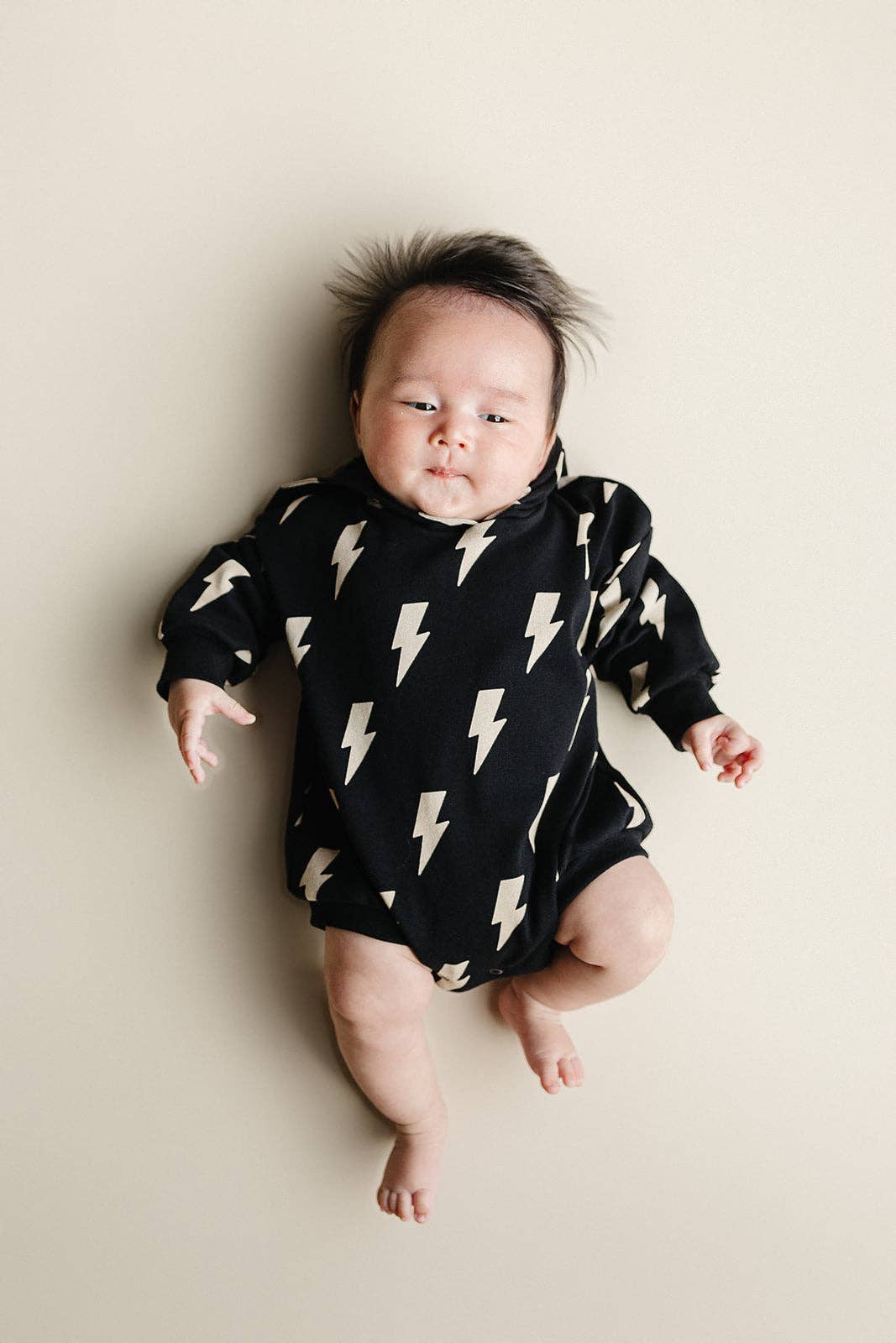Hooded Bubble Romper  |  Black Bolts
