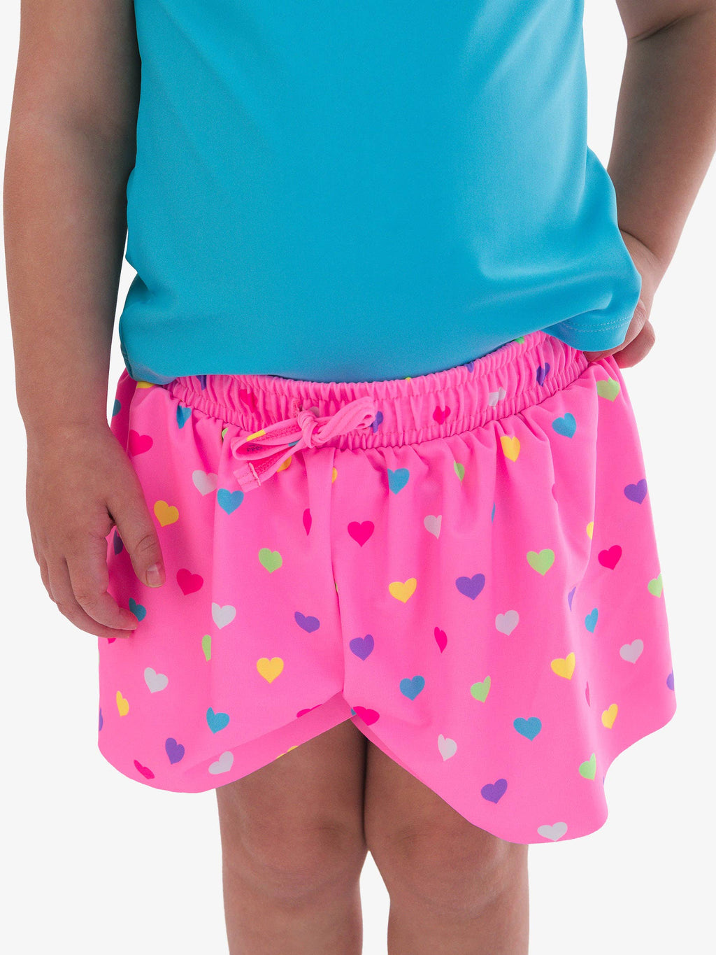 Girls Neon Pink Colorful Hearts Active Butterfly Shorts
