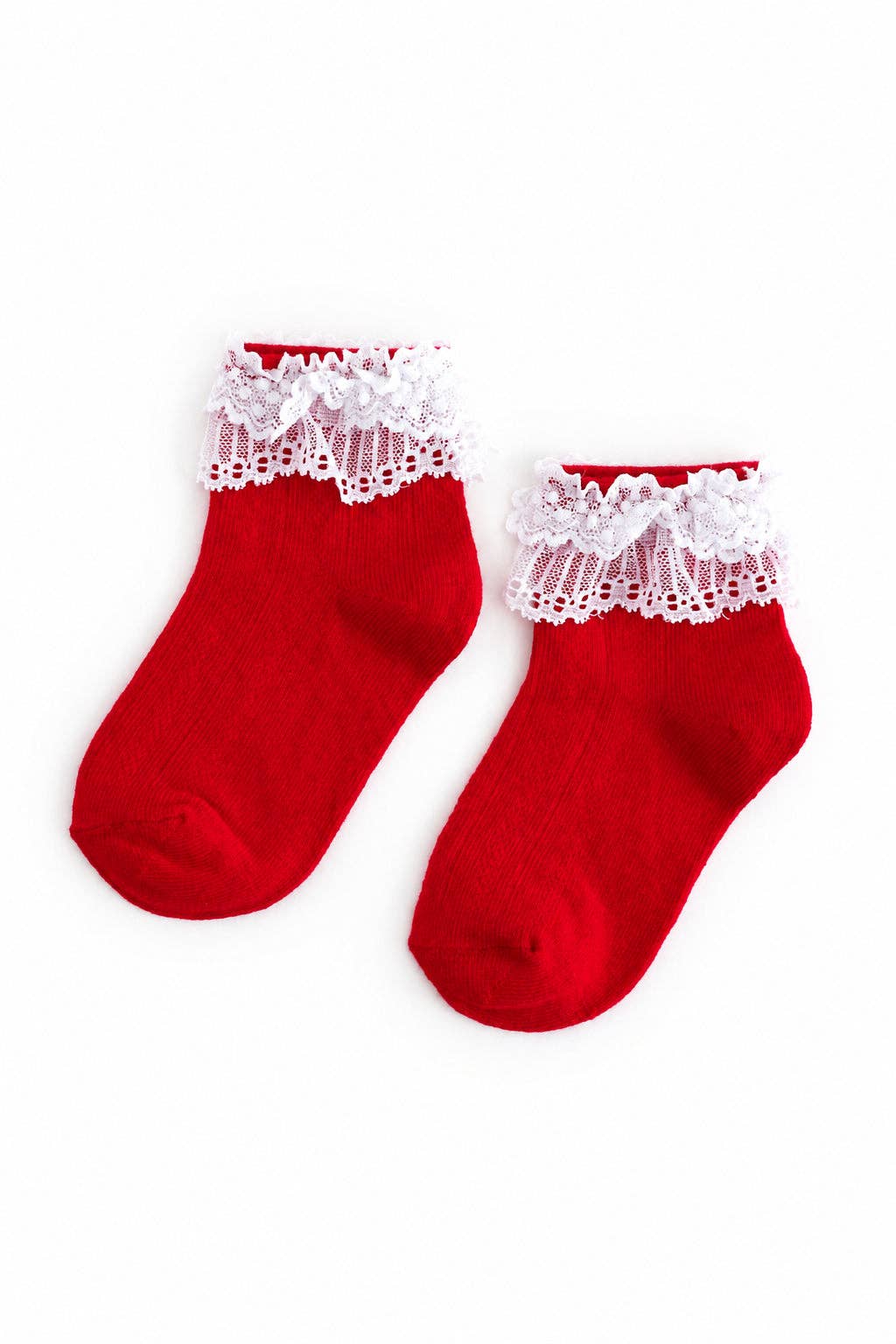 Lace Bobby Socks - Red/White
