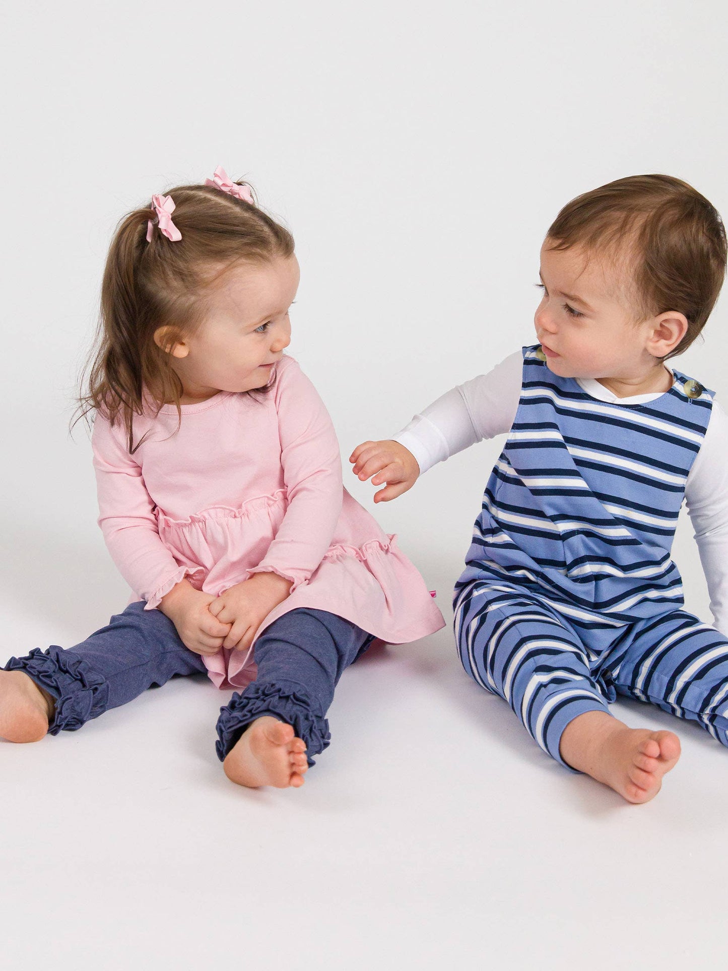 Toddler Girls Faux Denim Classic Ruffle Leggings with Signature Rear Ruffles