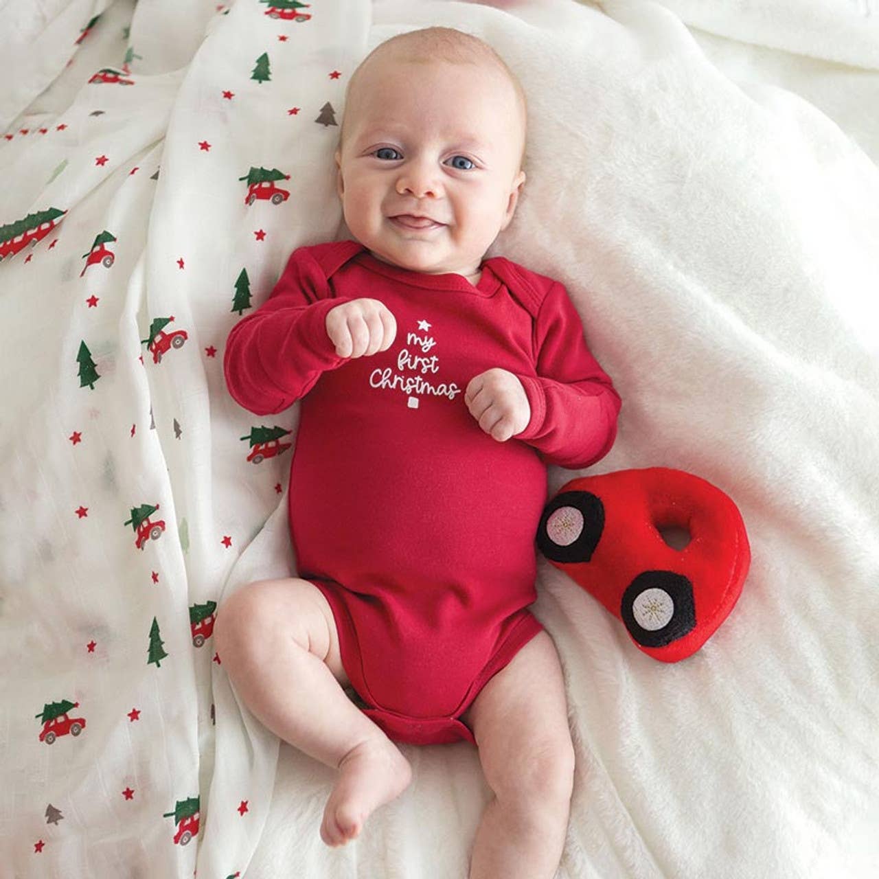 Swaddle Blanket - Plush Car Rattle