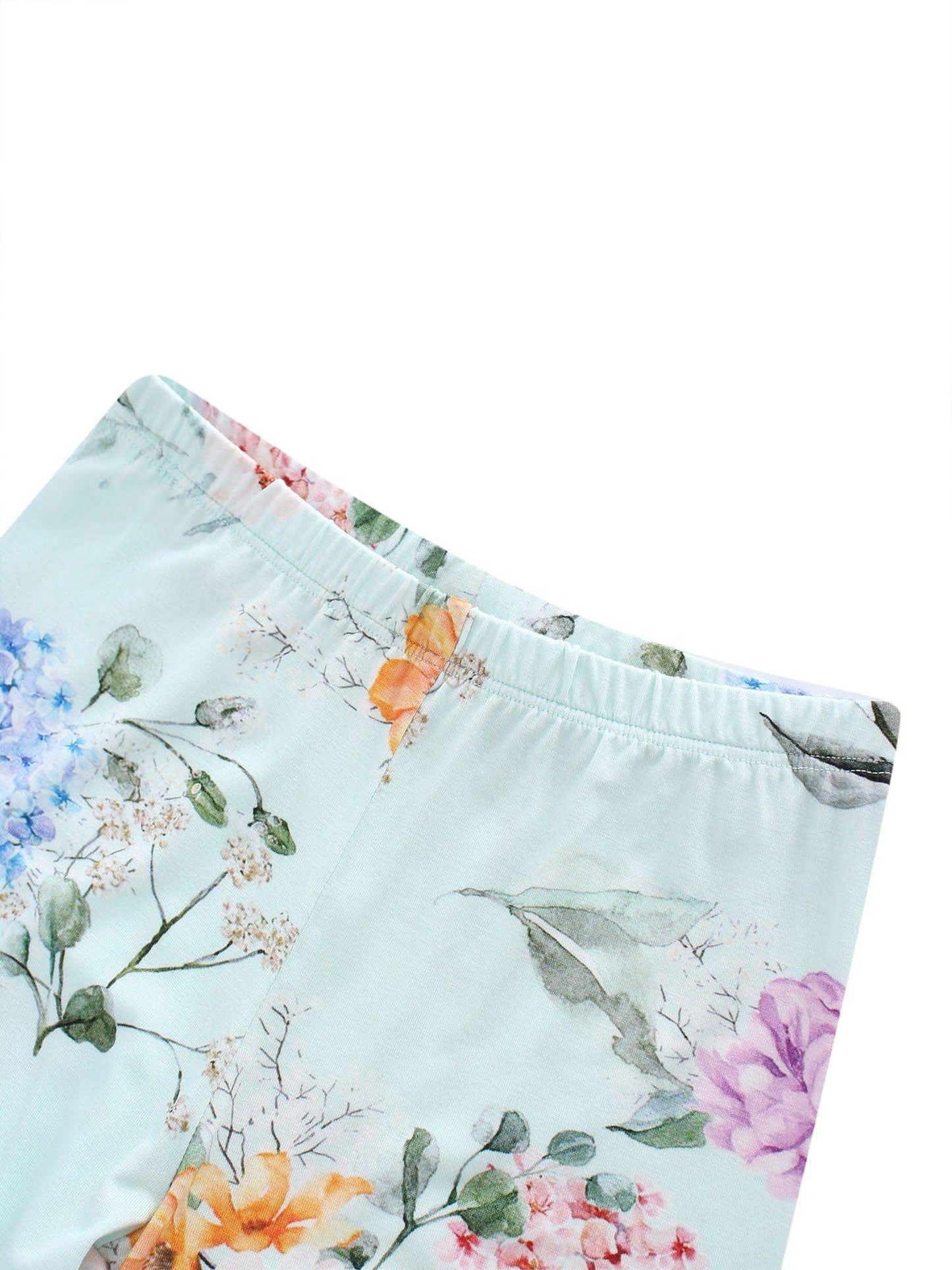 PoshTOT Green Hydrangea Print 2 Piece Short Sleeves PJ Set