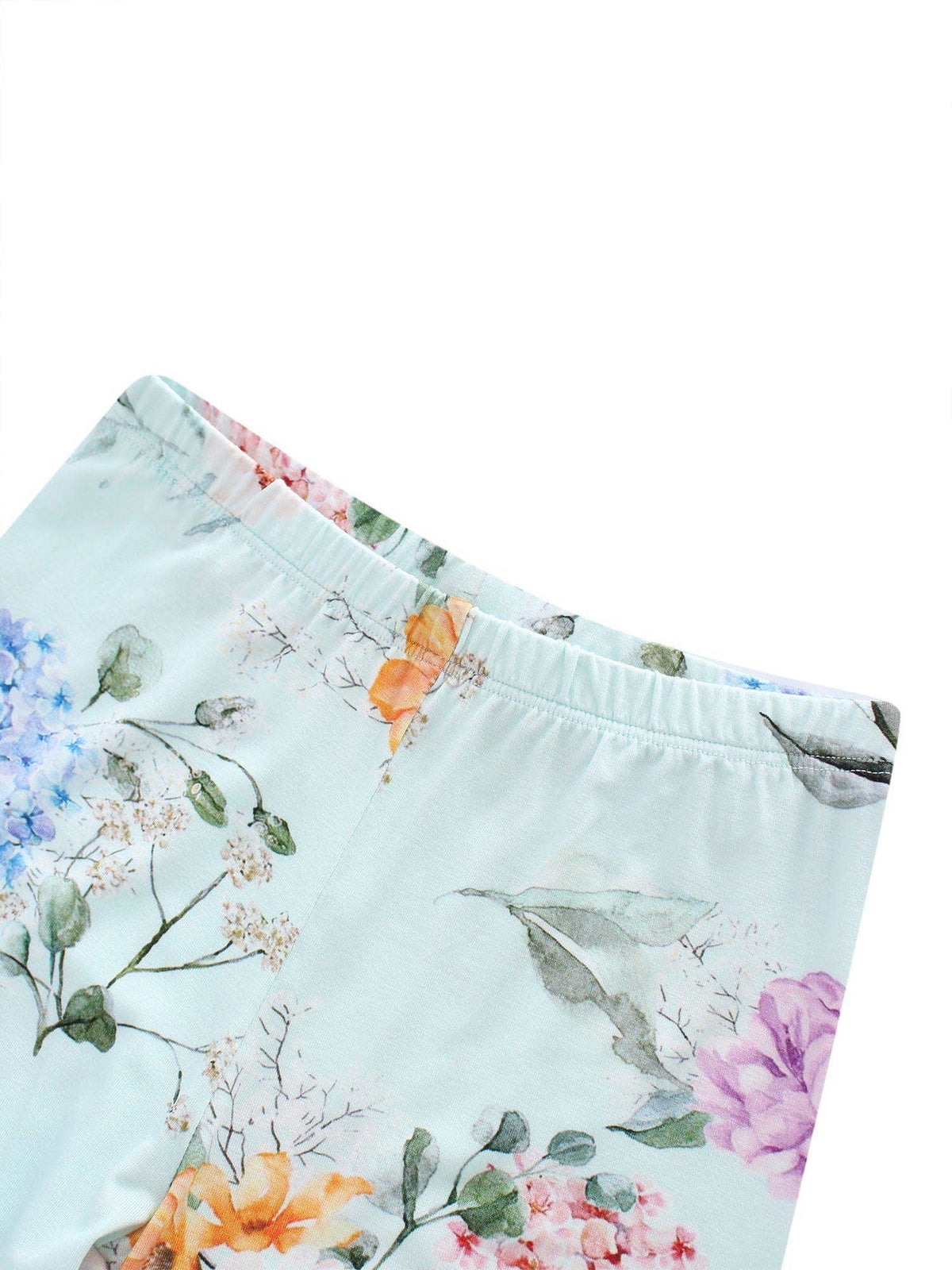 PoshTOT Green Hydrangea Print 2 Piece Short Sleeves PJ Set