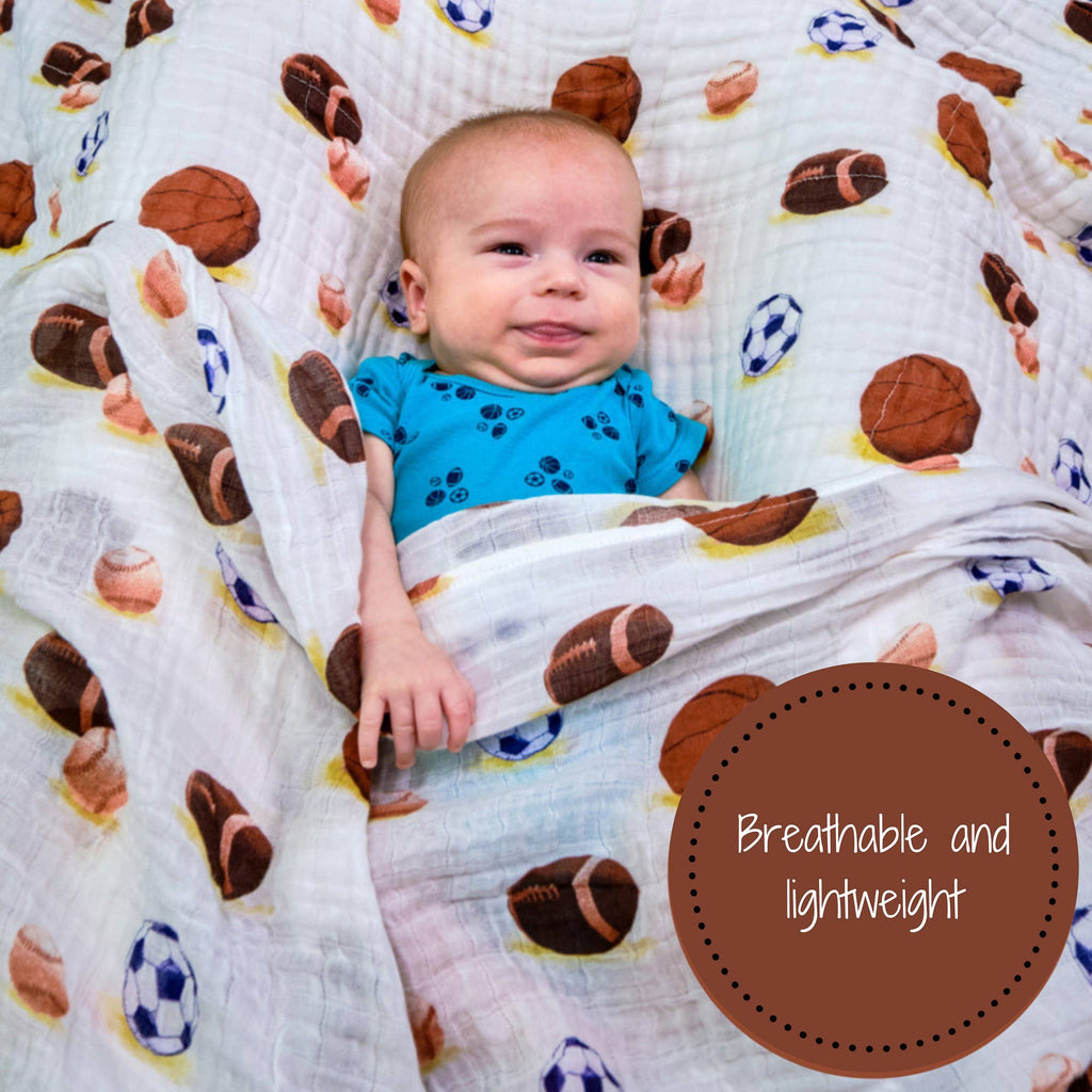 Baby Muslin Swaddle Blanket 47x47 Go Sports!