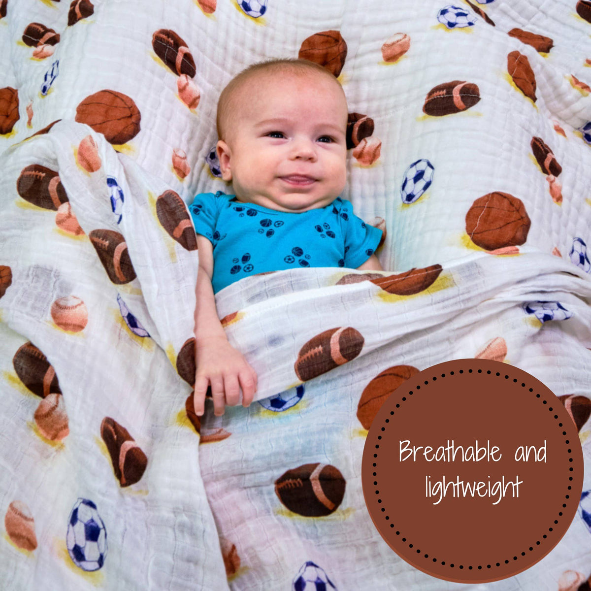 Baby Muslin Swaddle Blanket 47x47 Go Sports!