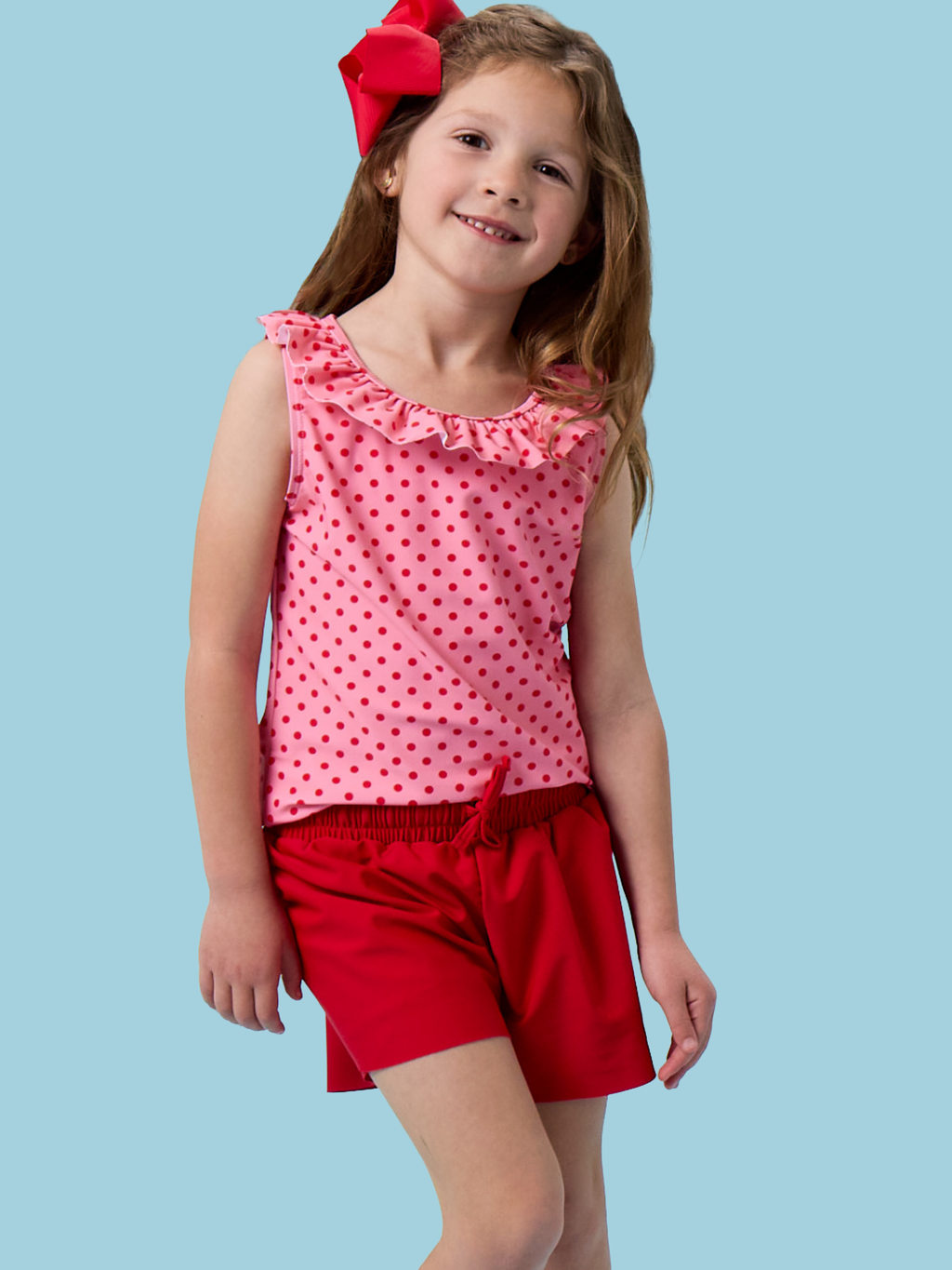 Girls Red Active Butterfly Shorts