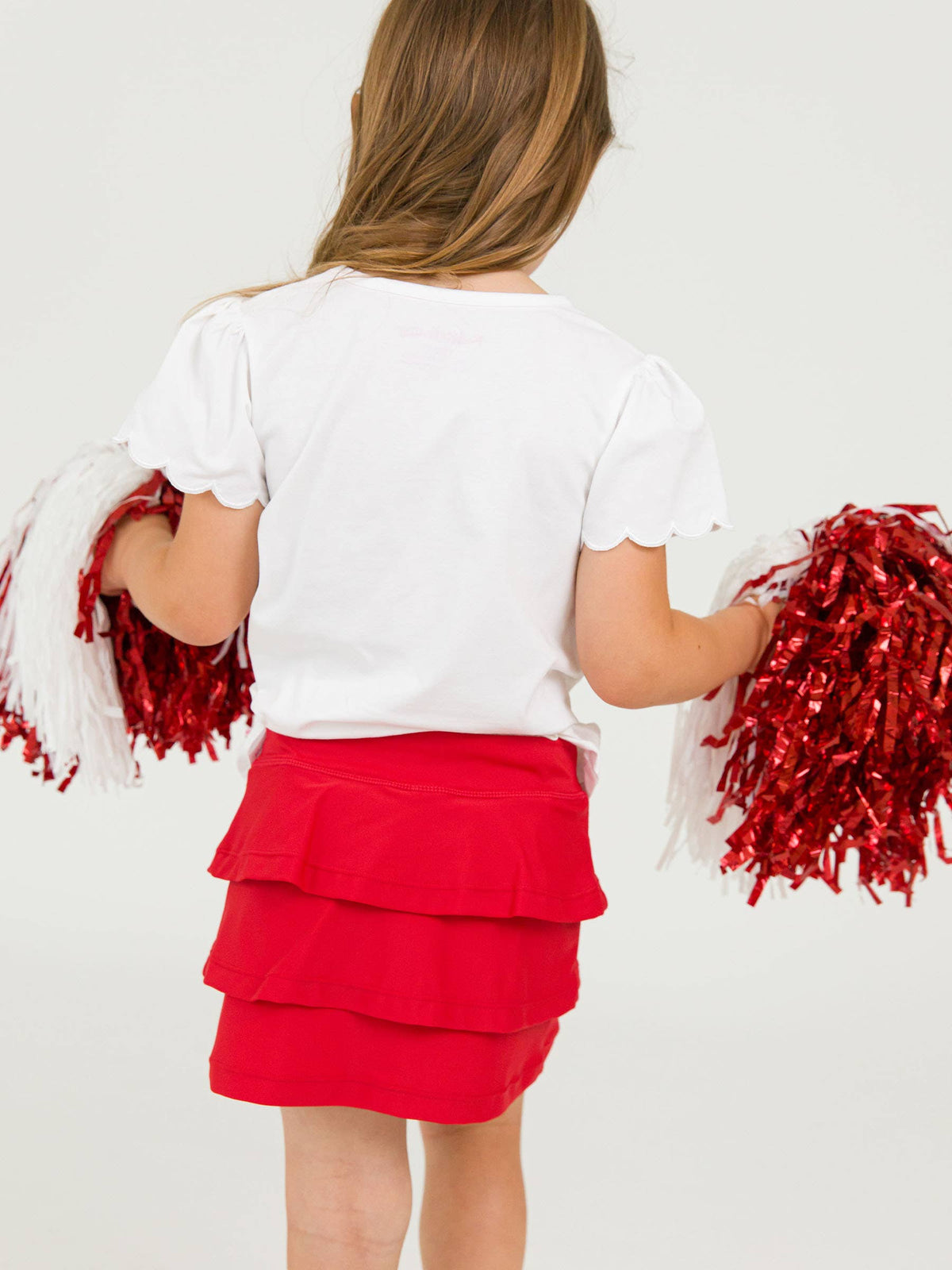 Girls Red Tiered Active Skort