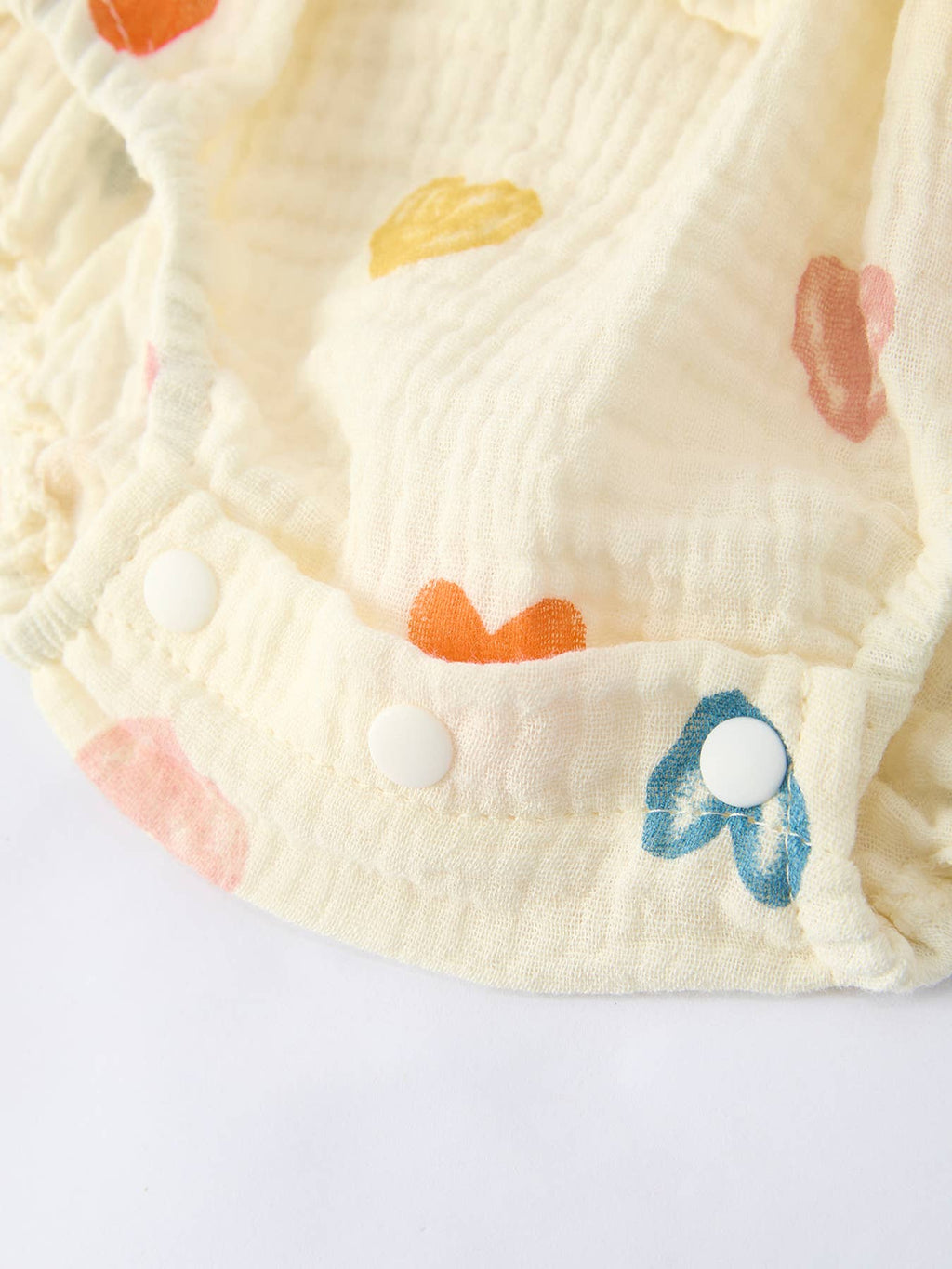 Light Yellow Heart Print Baby Girl Romper Set With Headband
