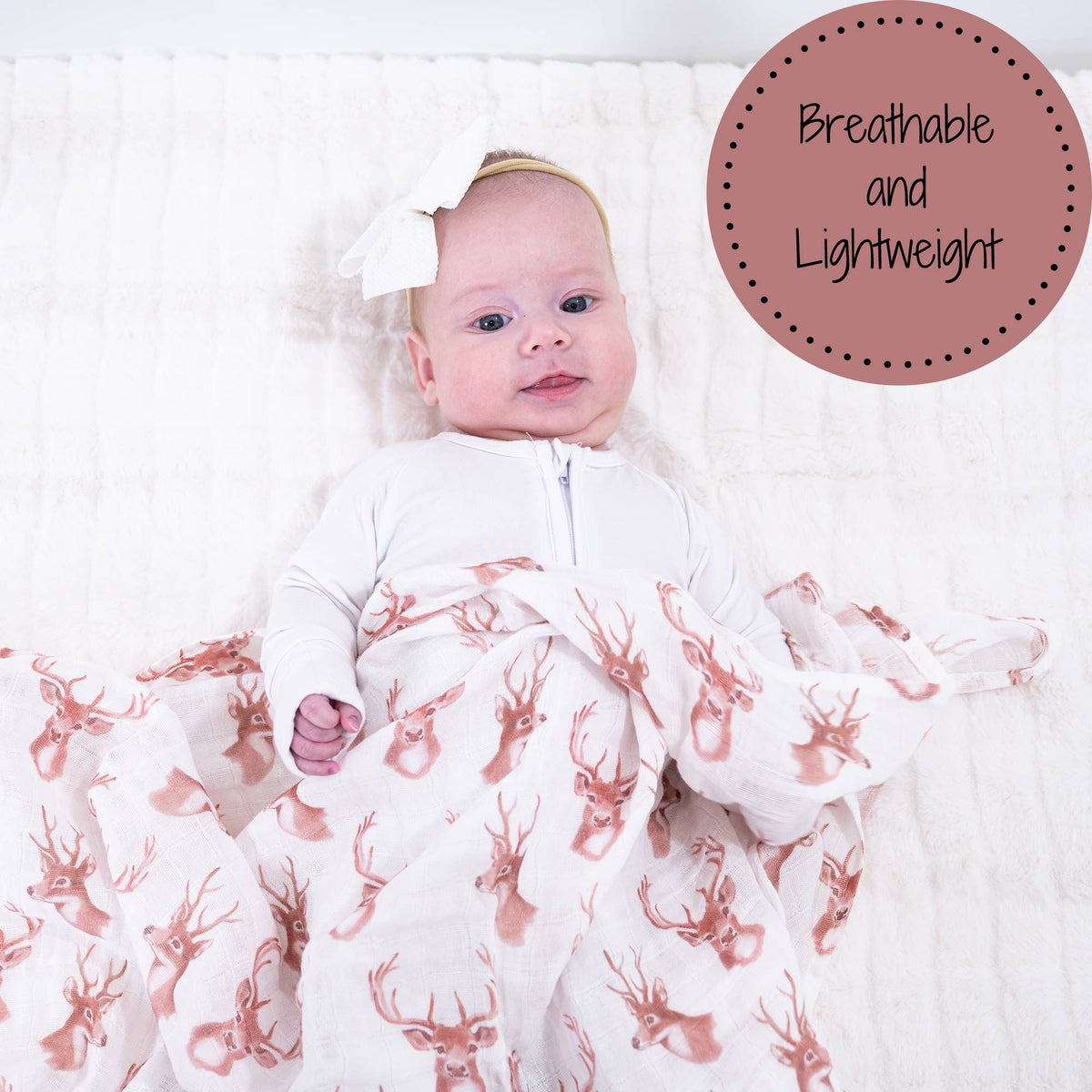 Baby Muslin Swaddle Blanket 47x47 Oh Deer