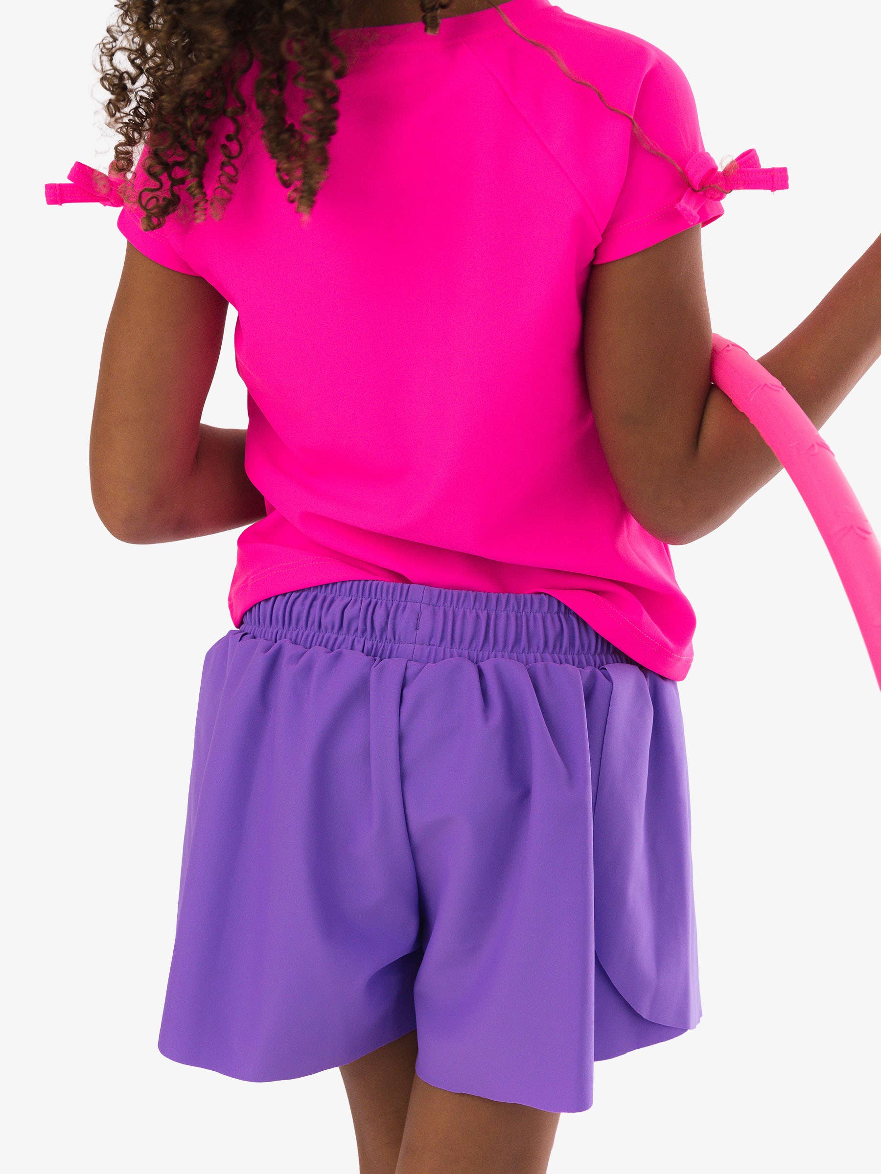 Girls Neon Purple Active Butterfly Shorts