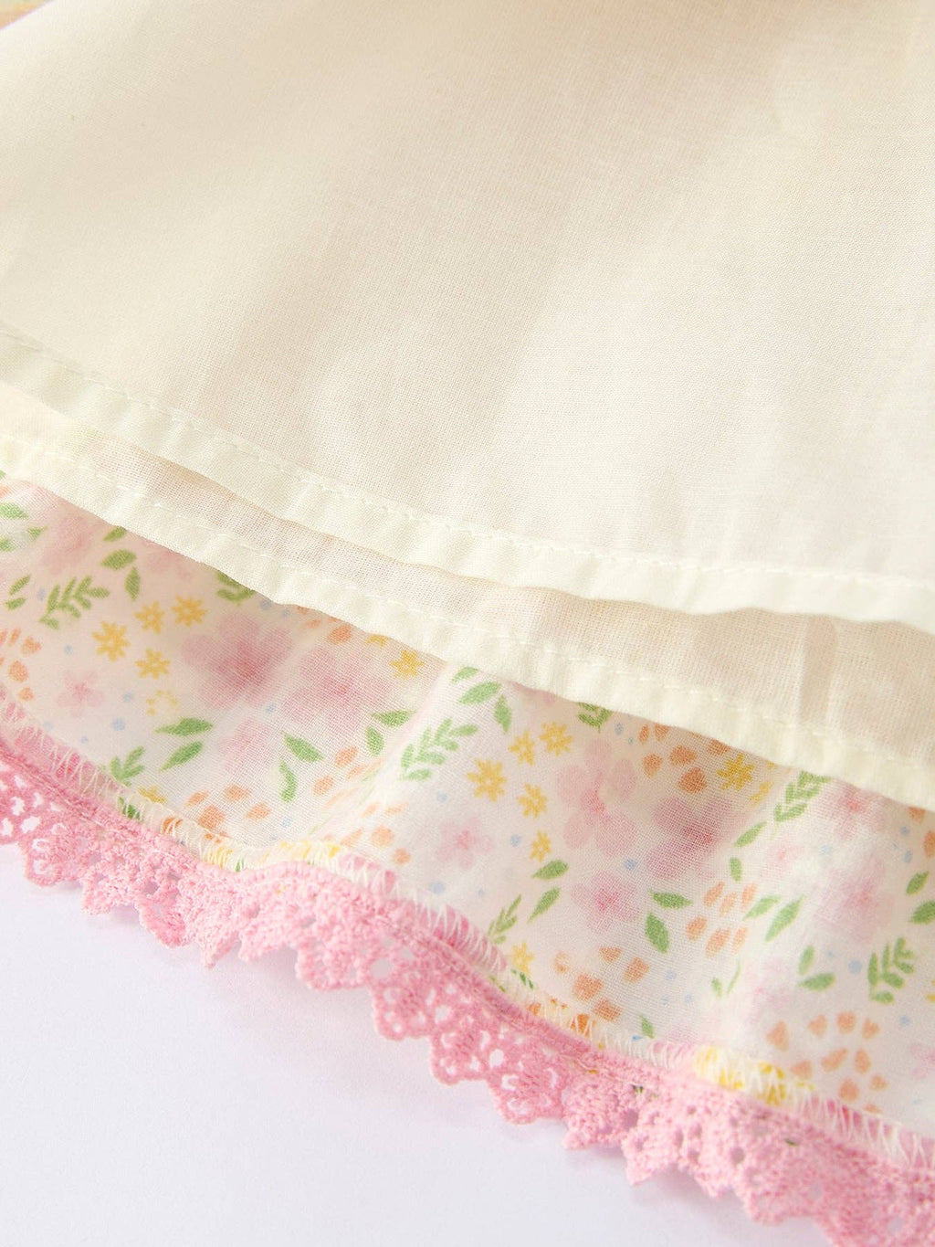 Spring Floral Girls Ruffle Dress With Bow Straw Hat Set