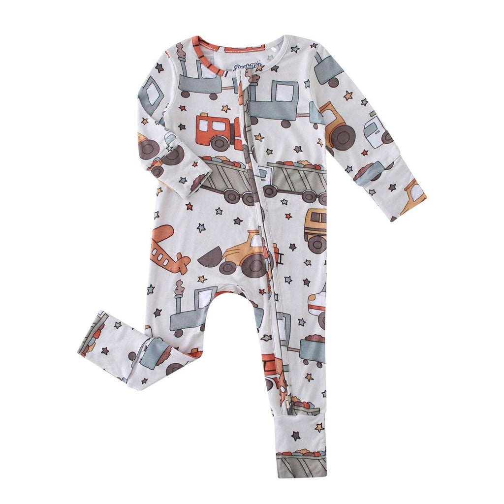 PoshTOT Cars Bamboo Baby Convertible Zippy Romper