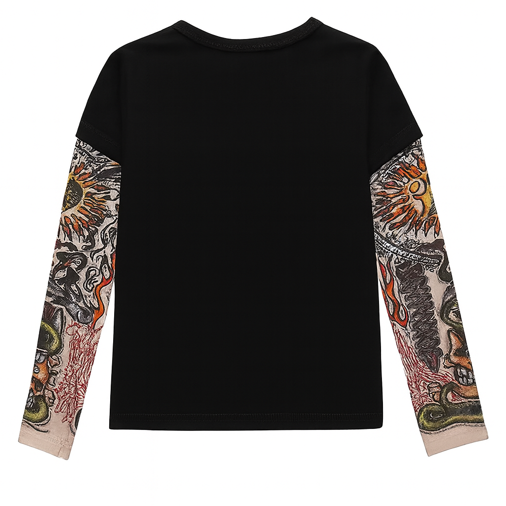 Black “SORRY NOT SORRY” Tattoo Sleeve Unisex Kids T-Shirt