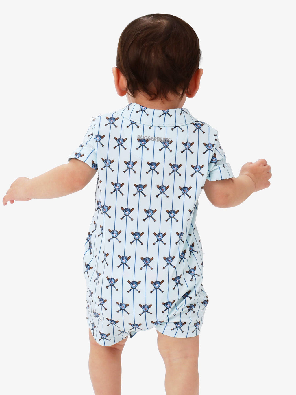 Baby Boys Blue Batter Up Baseball Performance Polo Romper