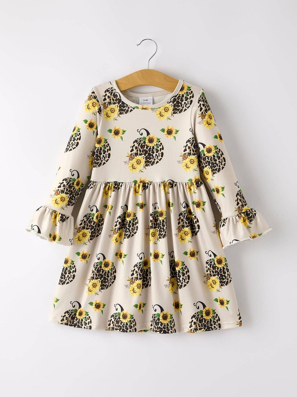 Fall Pumpkin or Leopard Print Autumn Girls Ruffle  Dress