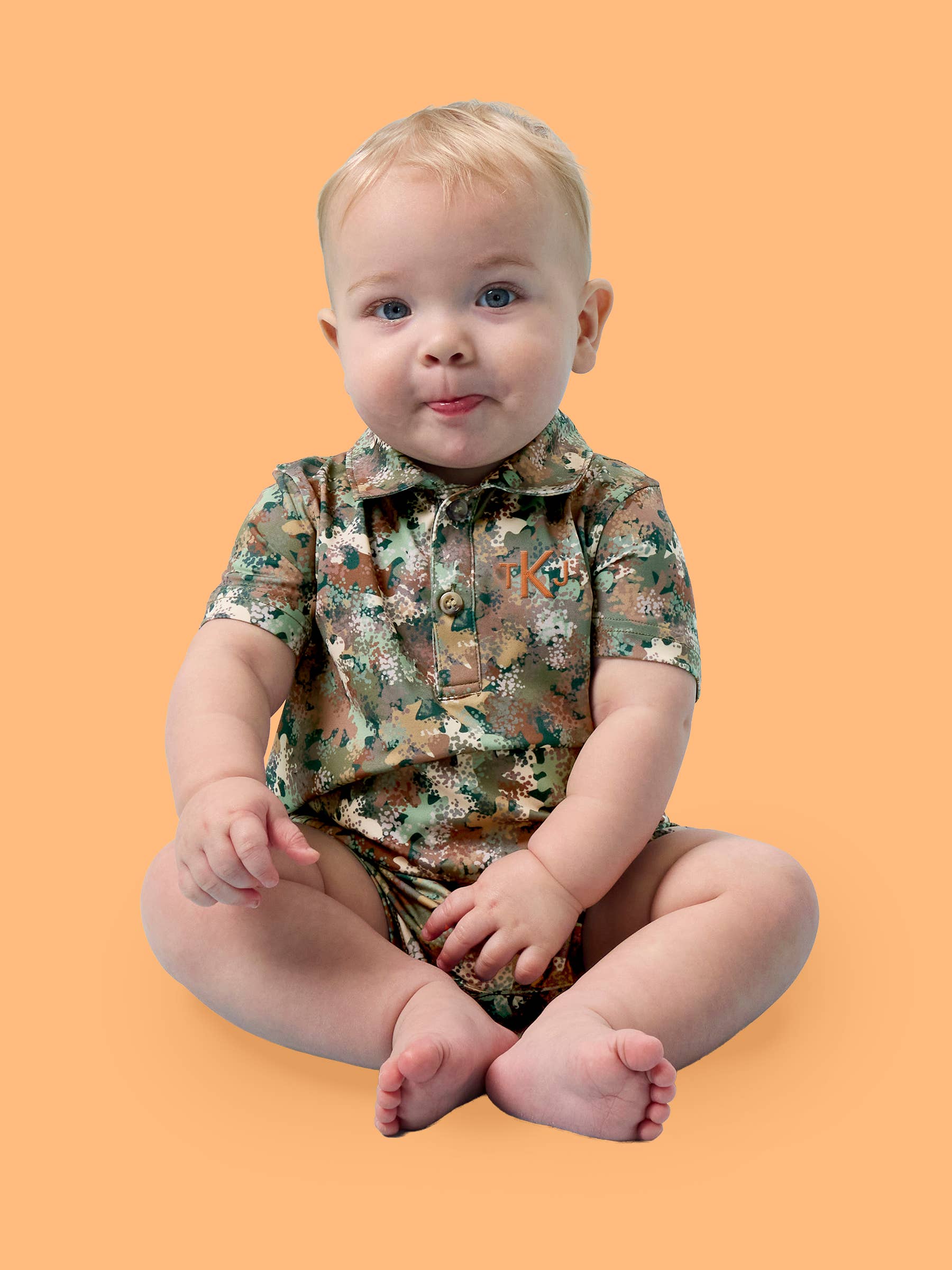 Baby Boys Classic Camo Performance Polo Romper